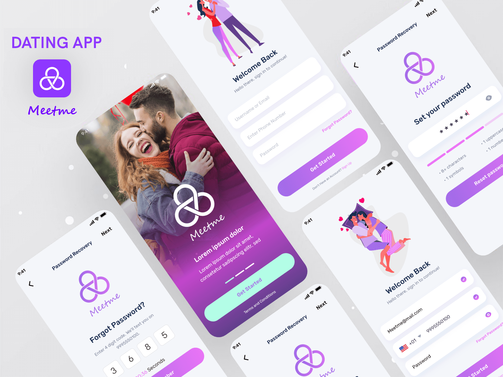 约会应用 UIKIT - 约会应用登录屏幕 UI
