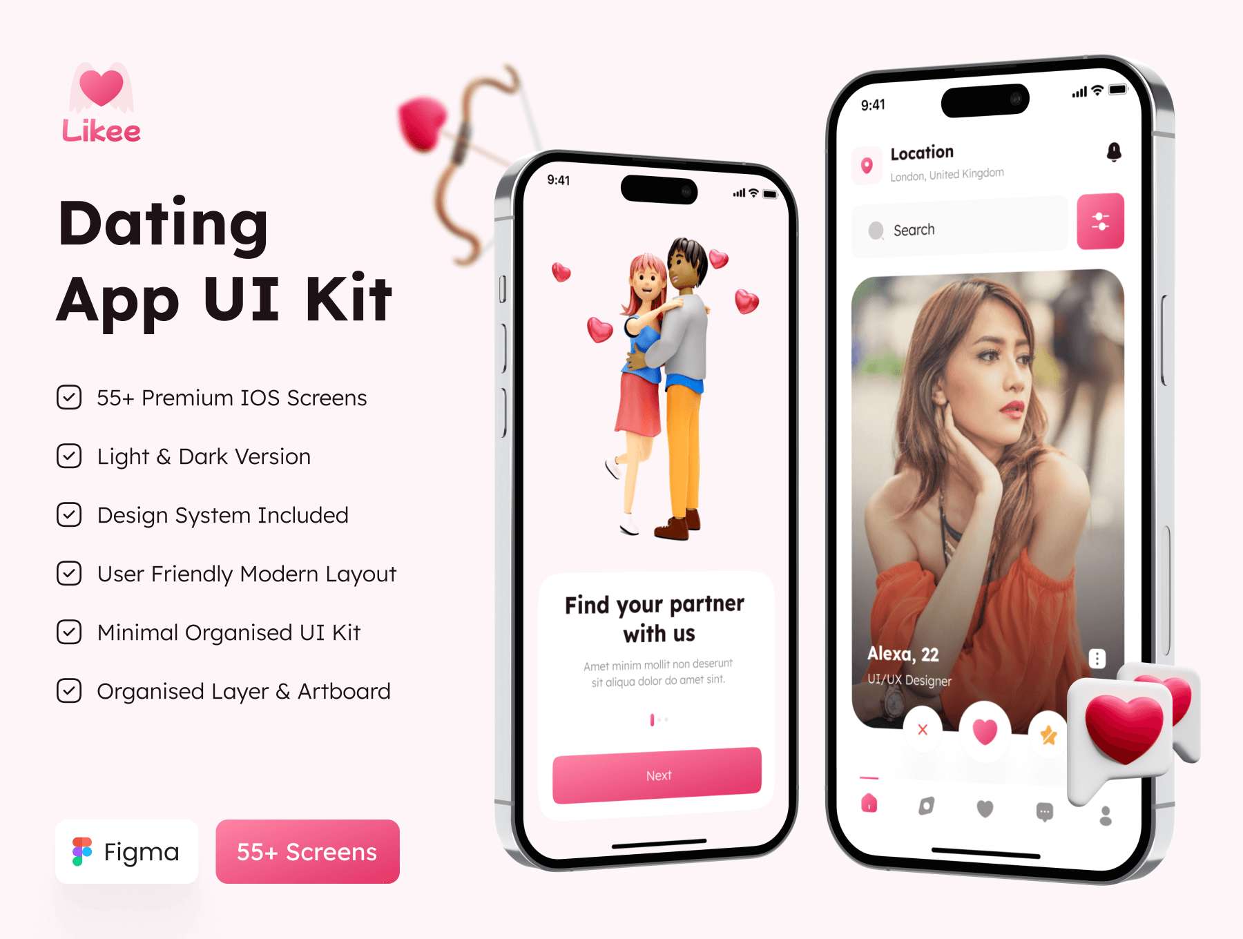 约会Figma素材 IOS UI Kit插图