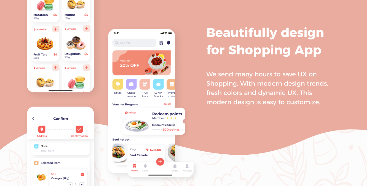 在线购物app ui kit用户界面设计模板—Ashop .Sketch .Figma .Adob​​e XD插图1