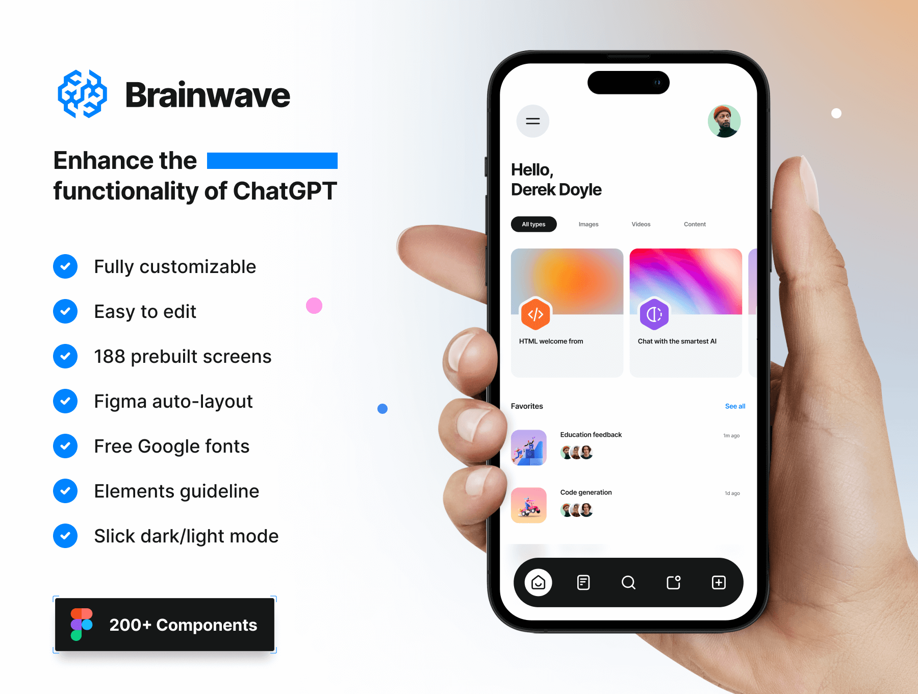 ChatGPT聊天ui界面设计模板 – Brainwave Figma插图