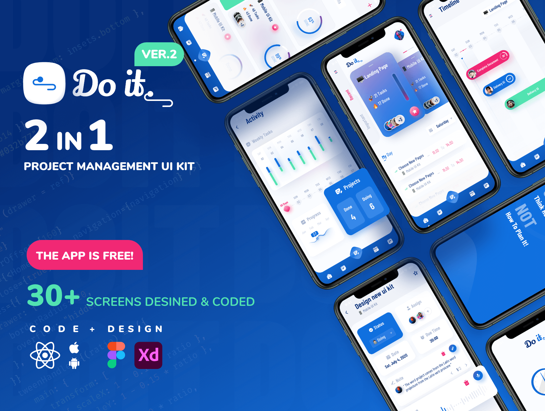 ios项目管理待办事项用户界面UI素材 .Xcode .Android .Adobe XD .React .Figma插图