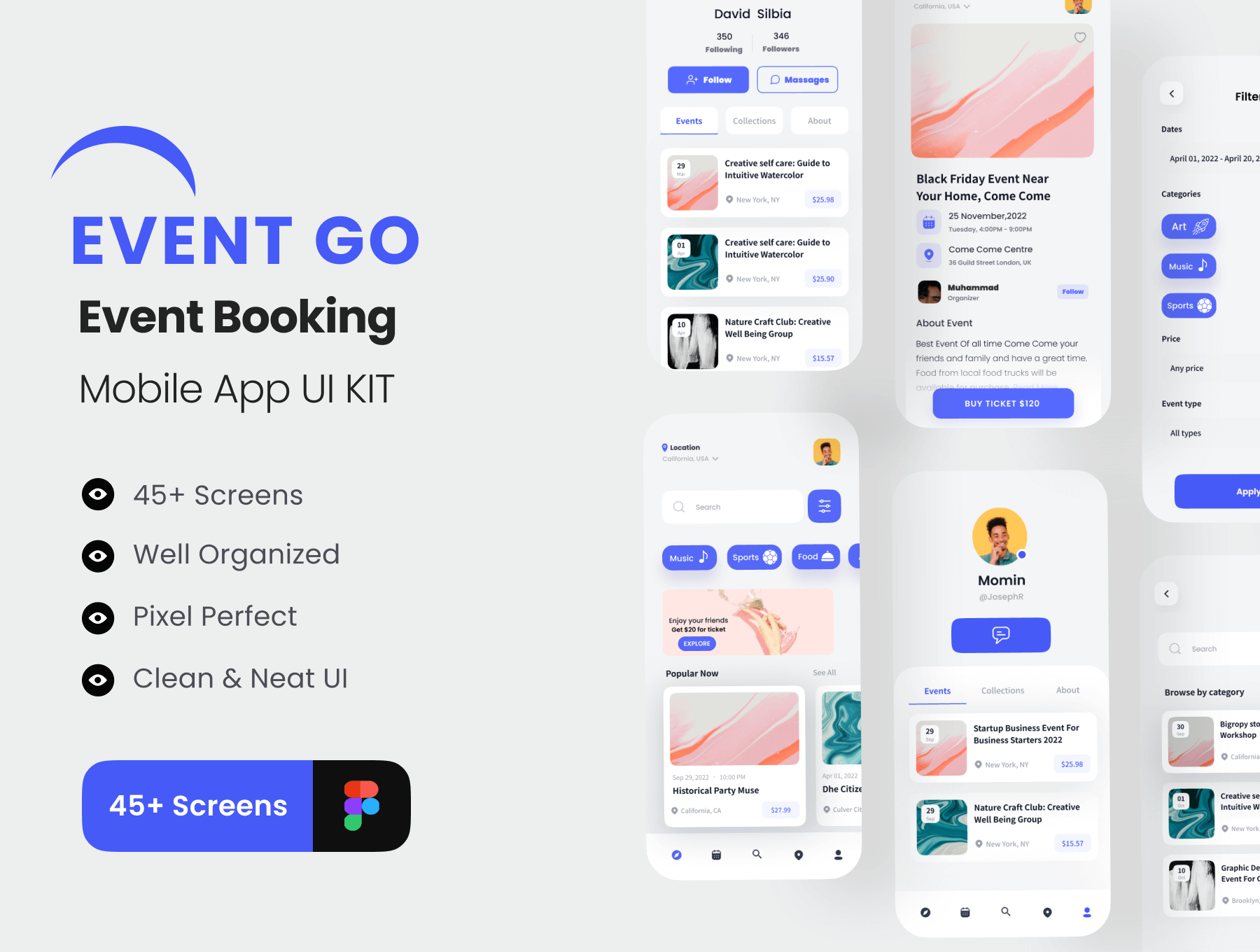 活动预订APP UI Kit设计模版 Figma插图