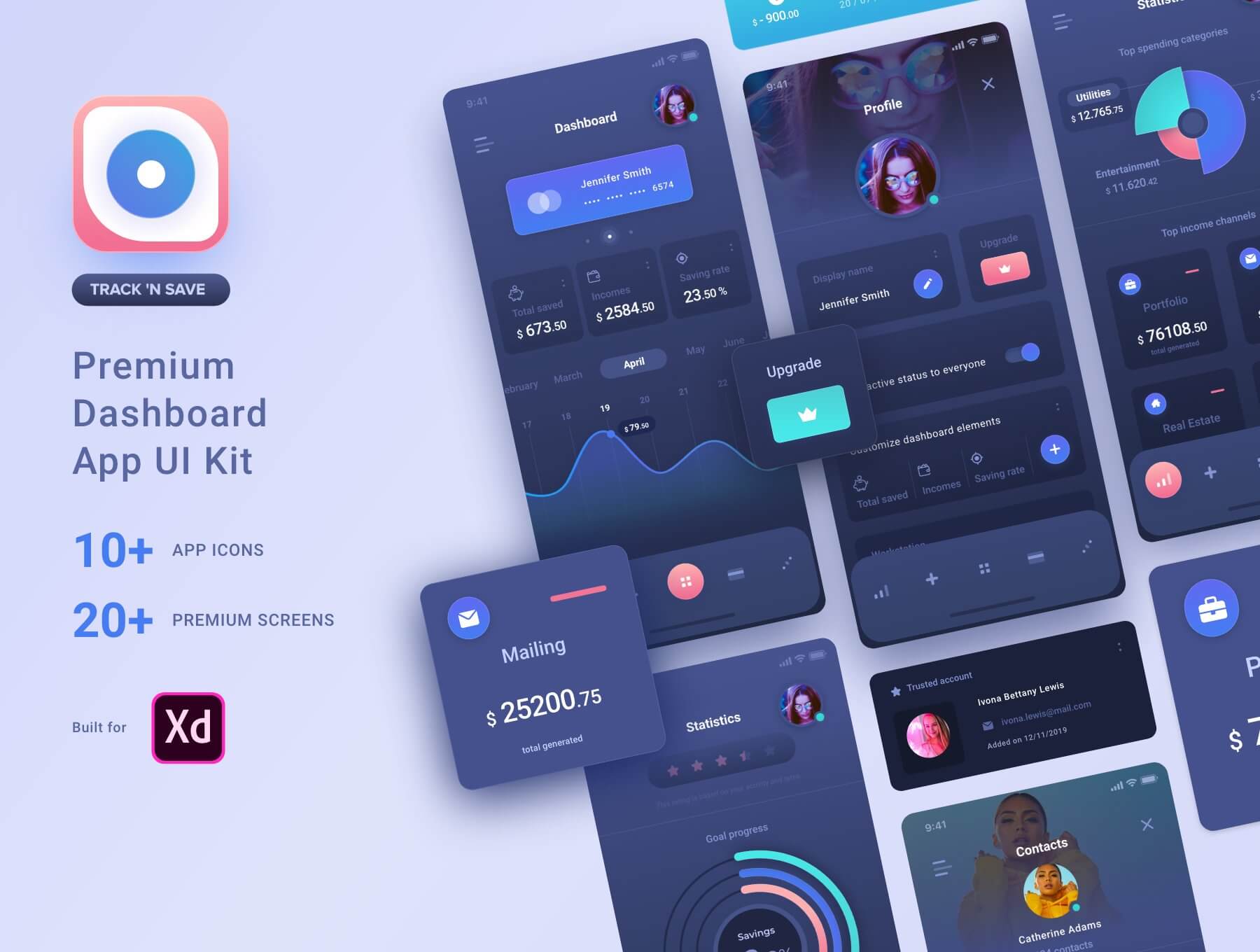 个人财物记账移动端小程序 UI 套件 xd素材插图