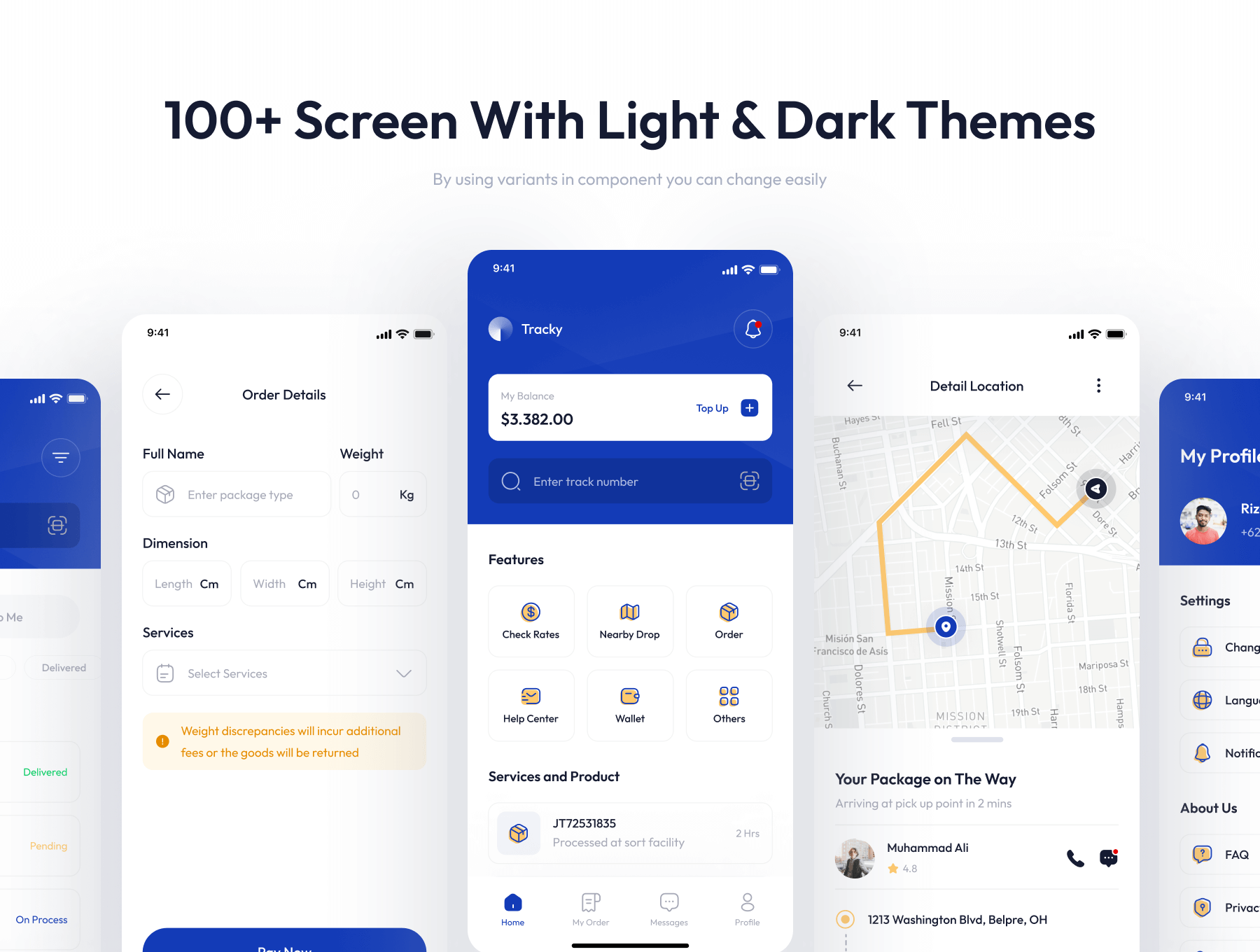 Tracky航运app移动端应用程序UI工具包 Figma素材