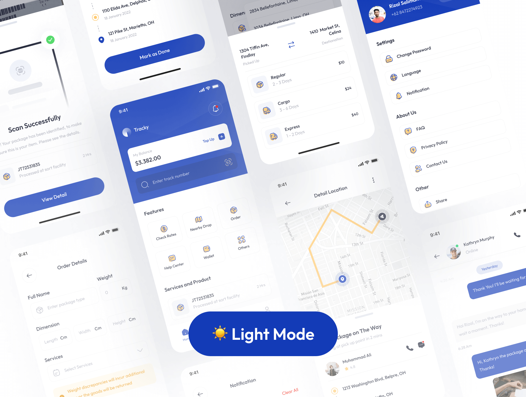 Tracky航运app移动端应用程序UI工具包 Figma素材