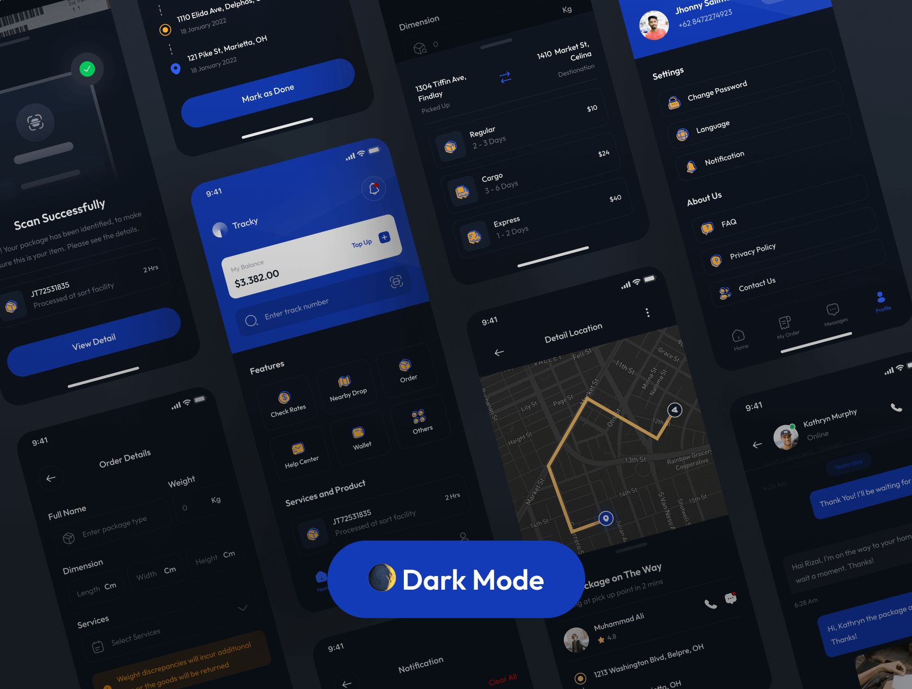 Tracky航运app移动端应用程序UI工具包 Figma素材