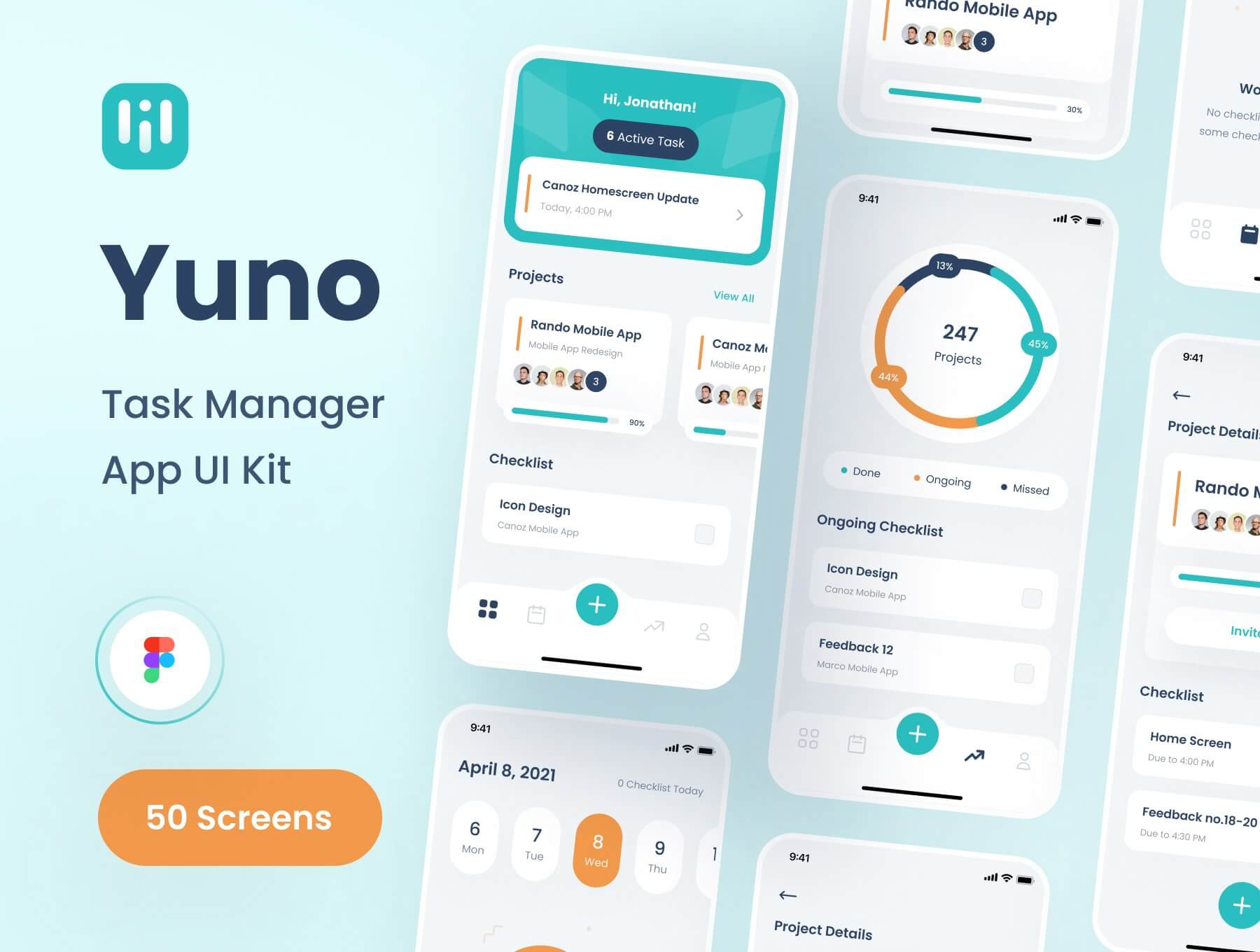 任务管理器应用程序 UI 工具包 Figma模版插图