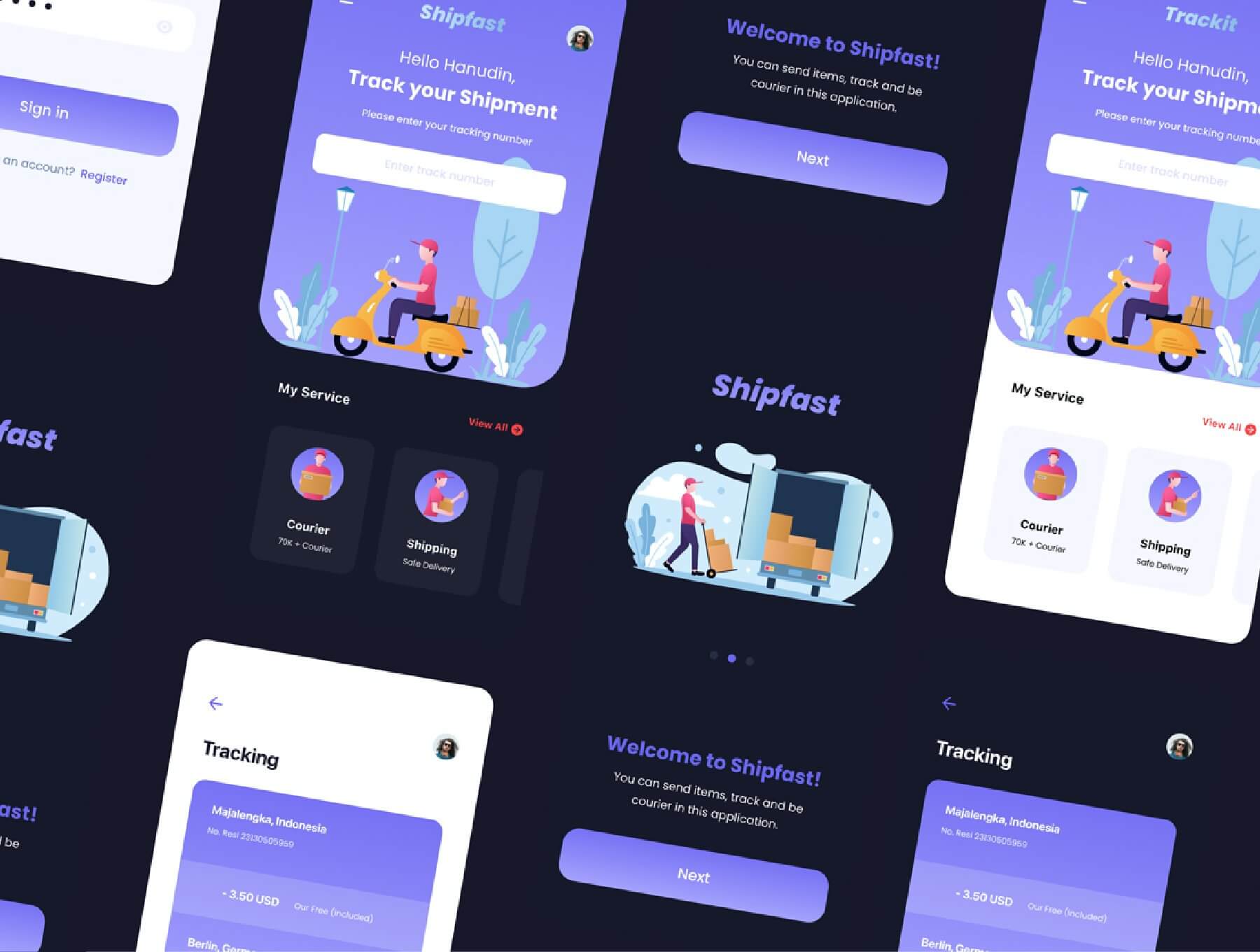 配送物流跟踪交付 UI 套件 .Photoshop .XD .Figma工具包插图3