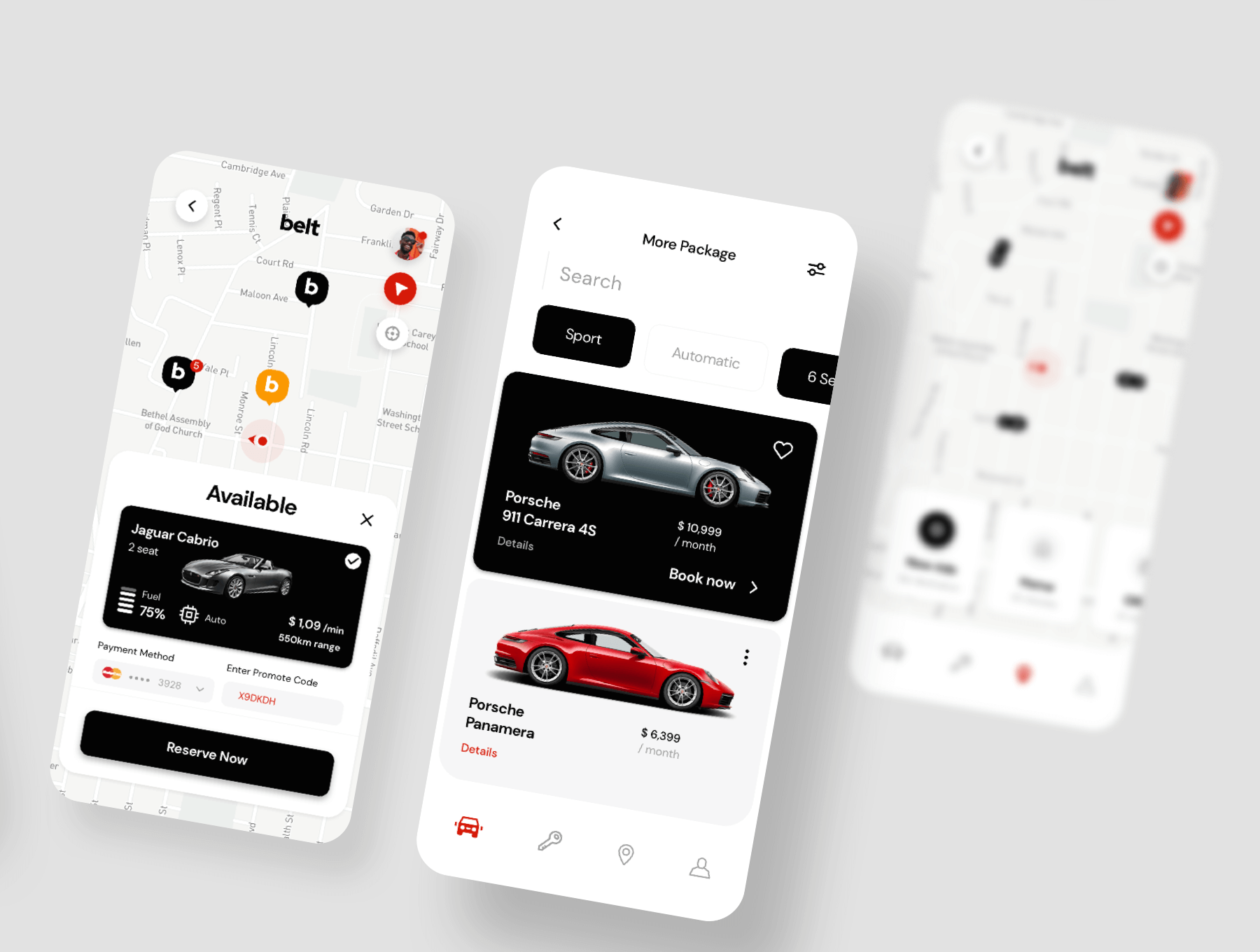 租车和共享汽车App界面UI设计模板 sketch源文件素材下载