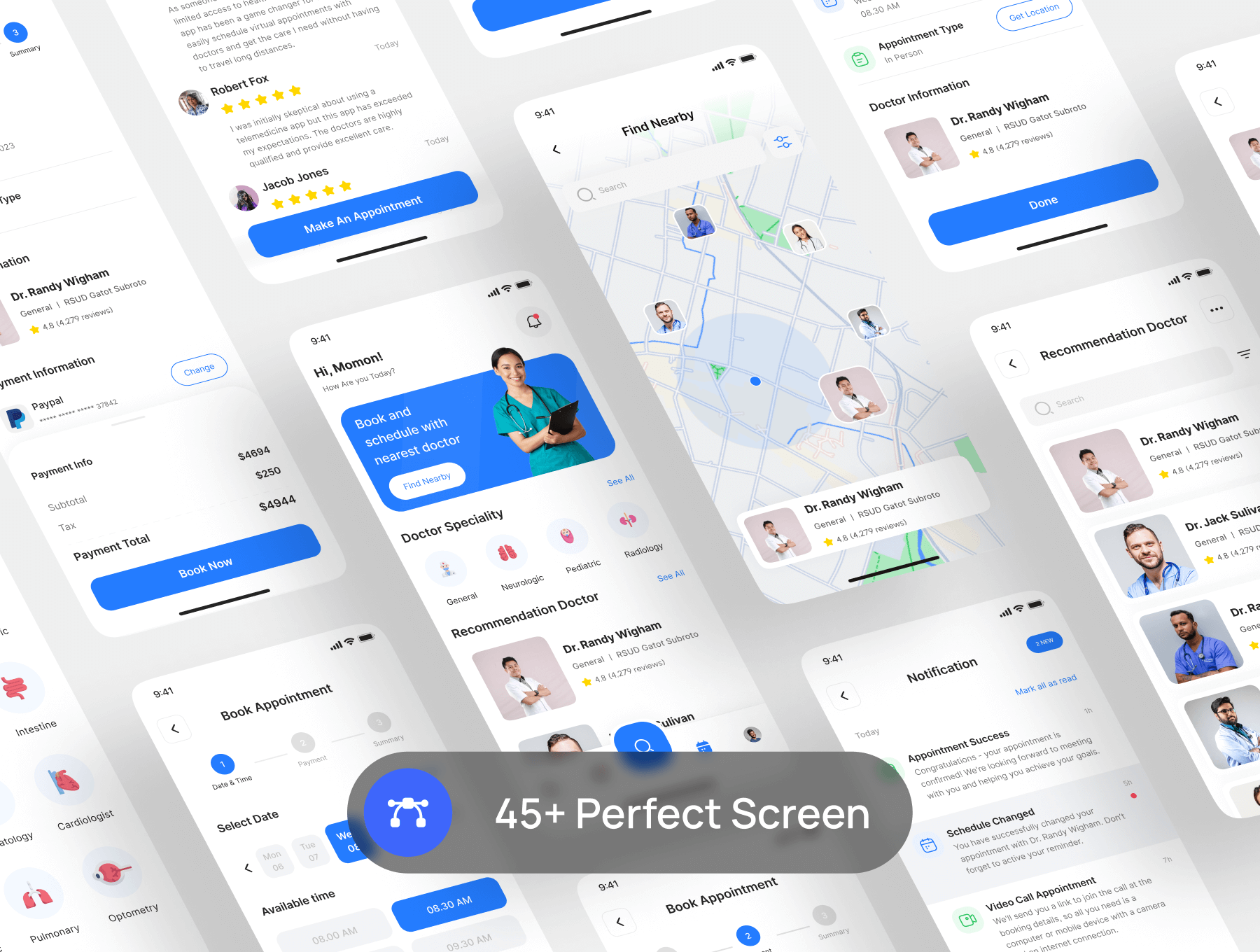 医生和医疗保健 UI 设计模板 Figma源文件素材下载