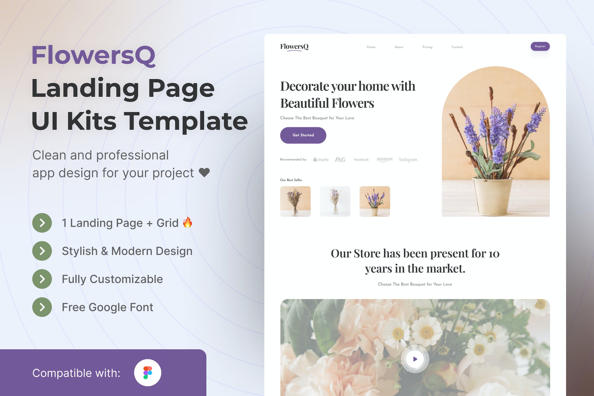 花店web着陆页 UI 工具包设计模板 Figma素材源文件下载插图
