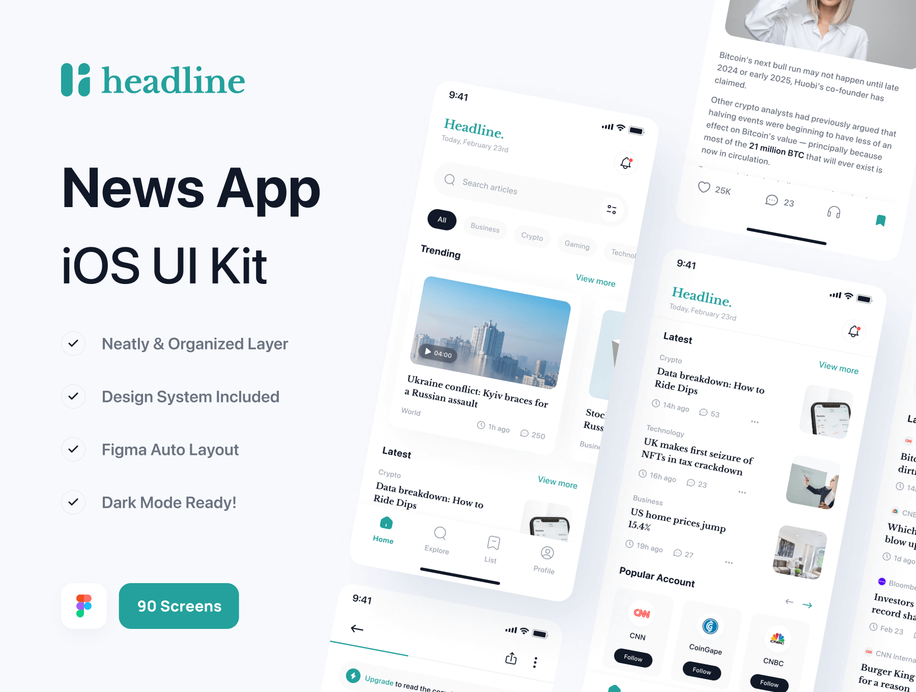 新闻APP小程序用户界面 UI 设计模板套件 Figma源文件素材下载插图