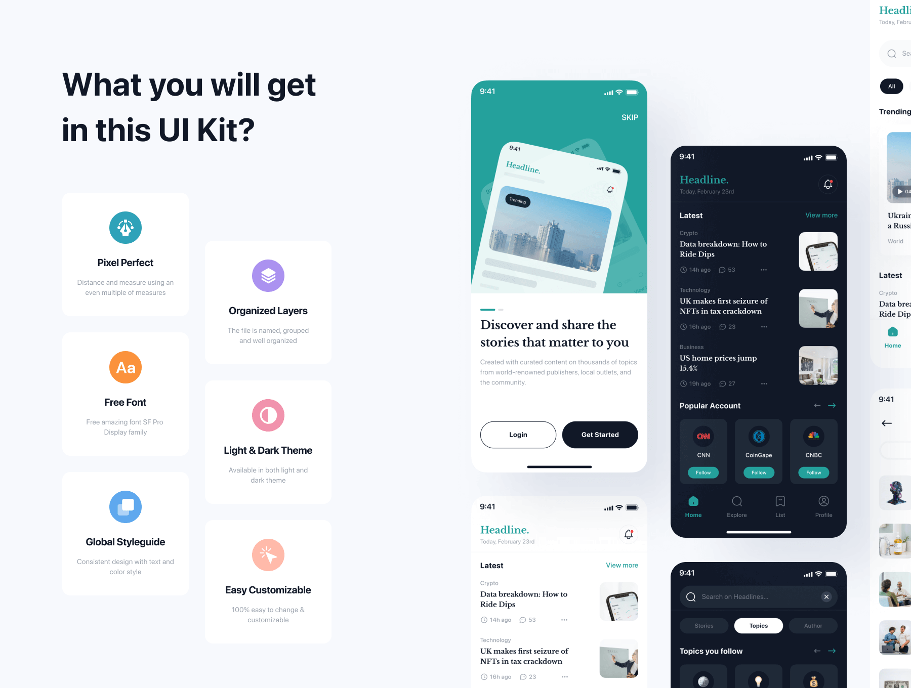 新闻APP小程序用户界面 UI 设计模板套件 Figma源文件素材下载插图1