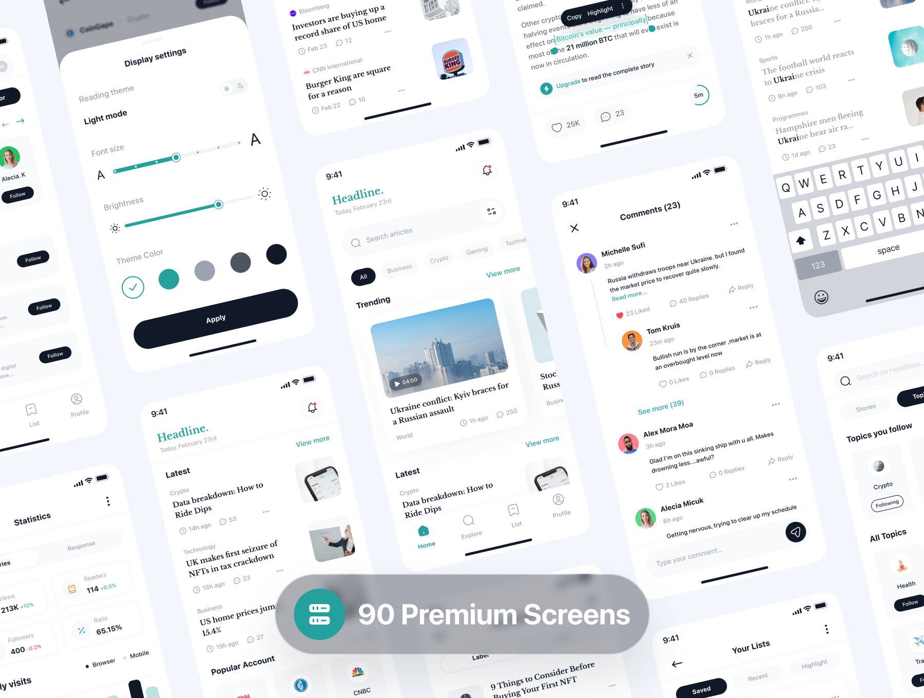 新闻APP小程序用户界面 UI 设计模板套件 Figma源文件素材下载插图2