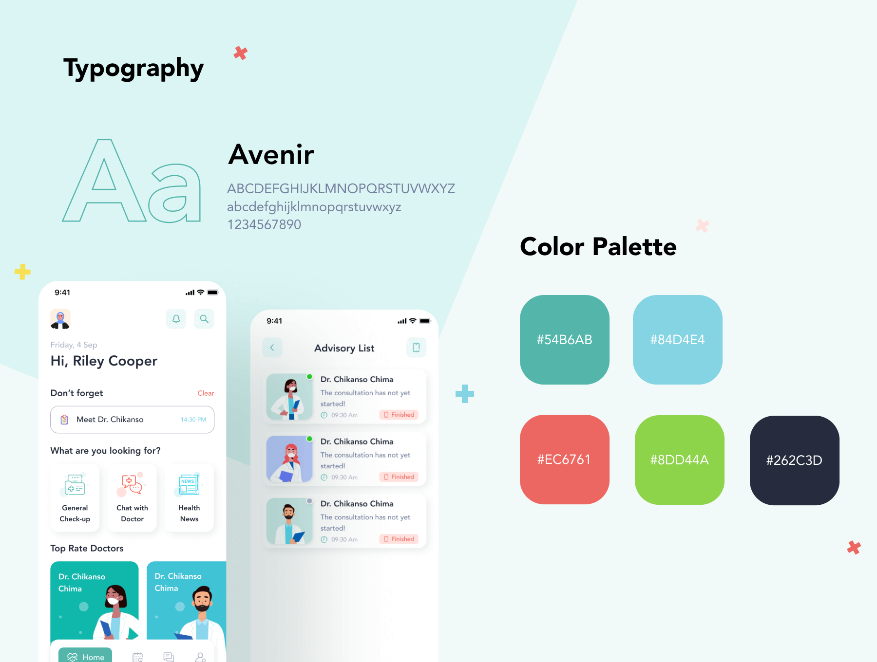 插画风格医疗App小程序应用 UI 设计素材模板 Figma, Sketch, XD源文件资源下载插图3