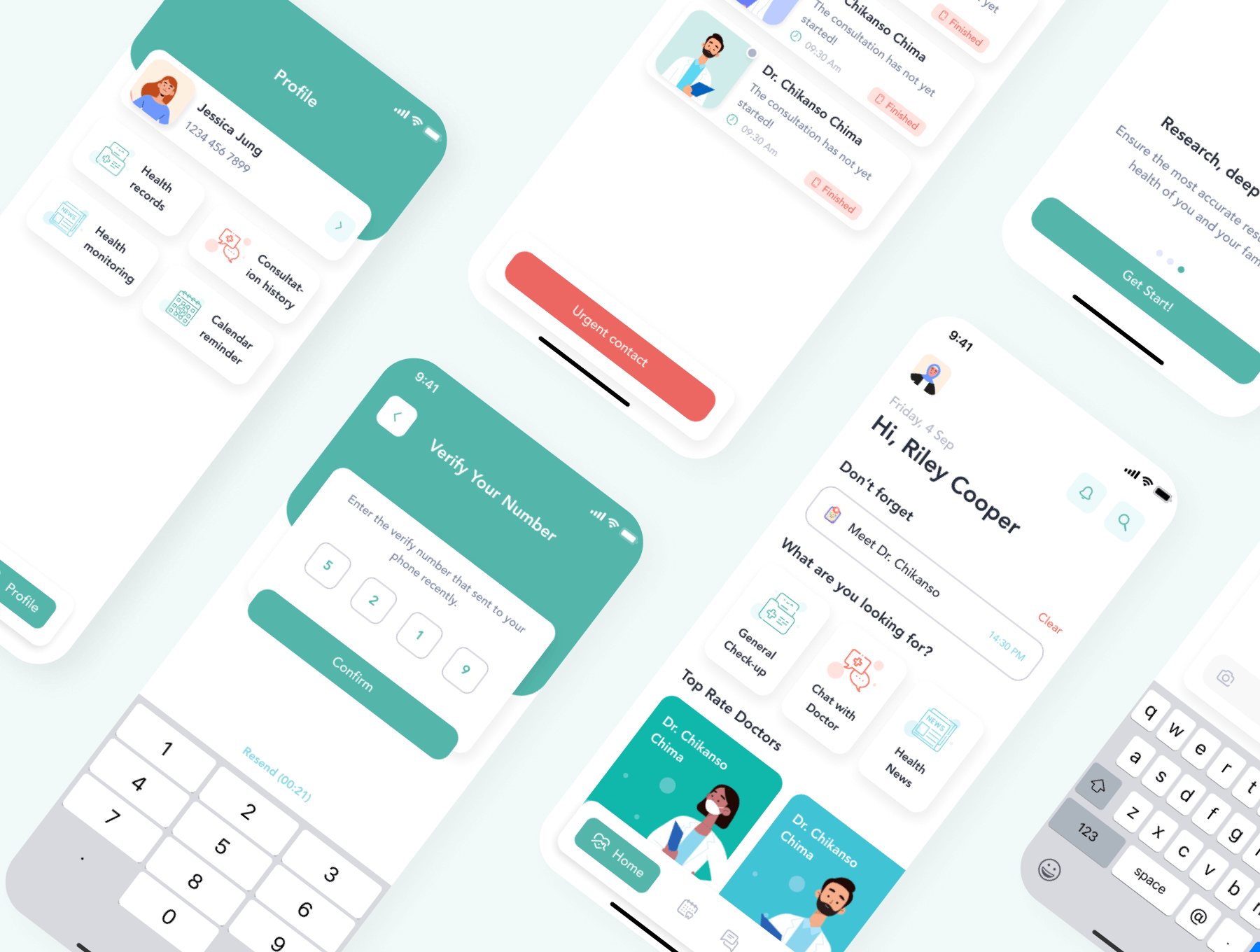 插画风格医疗App小程序应用 UI 设计素材模板 Figma, Sketch, XD源文件资源下载插图5