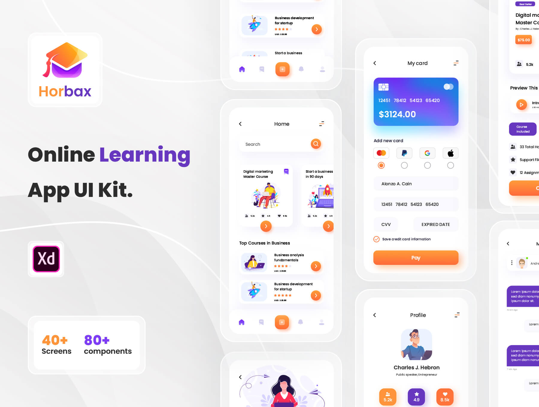 在线学习APP小程序应用程序 UI 设计模板套件 XD源文件素材下载插图