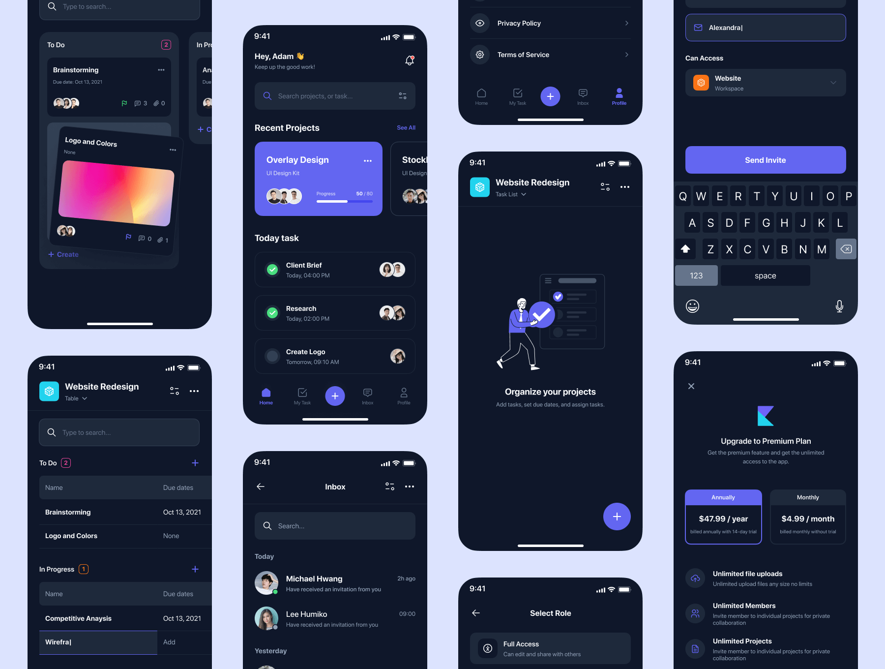 项目管理应用程序 UI 设计模板工具包 Figma源文件素材下载插图5