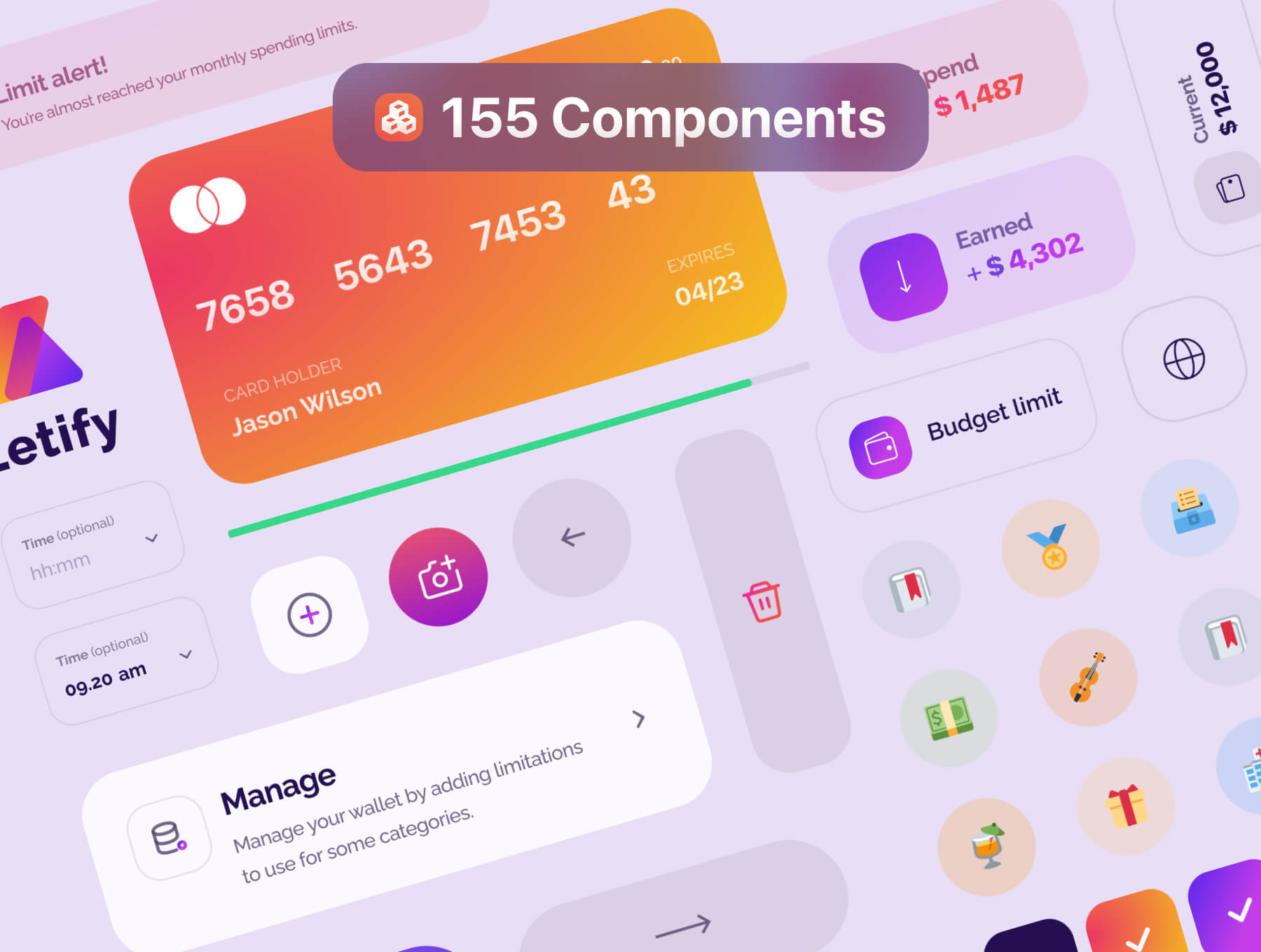 资金理财管理APP小程序应用程序 UI 设计模板套件 Figma源文件素材下载插图2