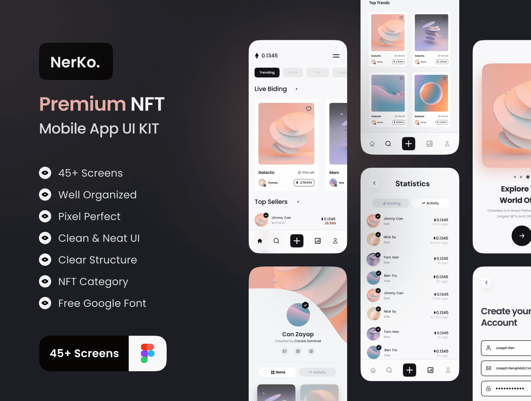 高品质 NFT 市场App小程序应用 UI 素材套件 Figma源文件下载插图
