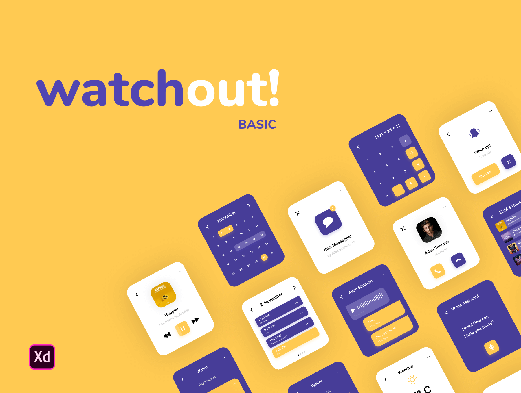 Apple Watch智能手表 UI 设计模板套件 xd源文件素材下载插图