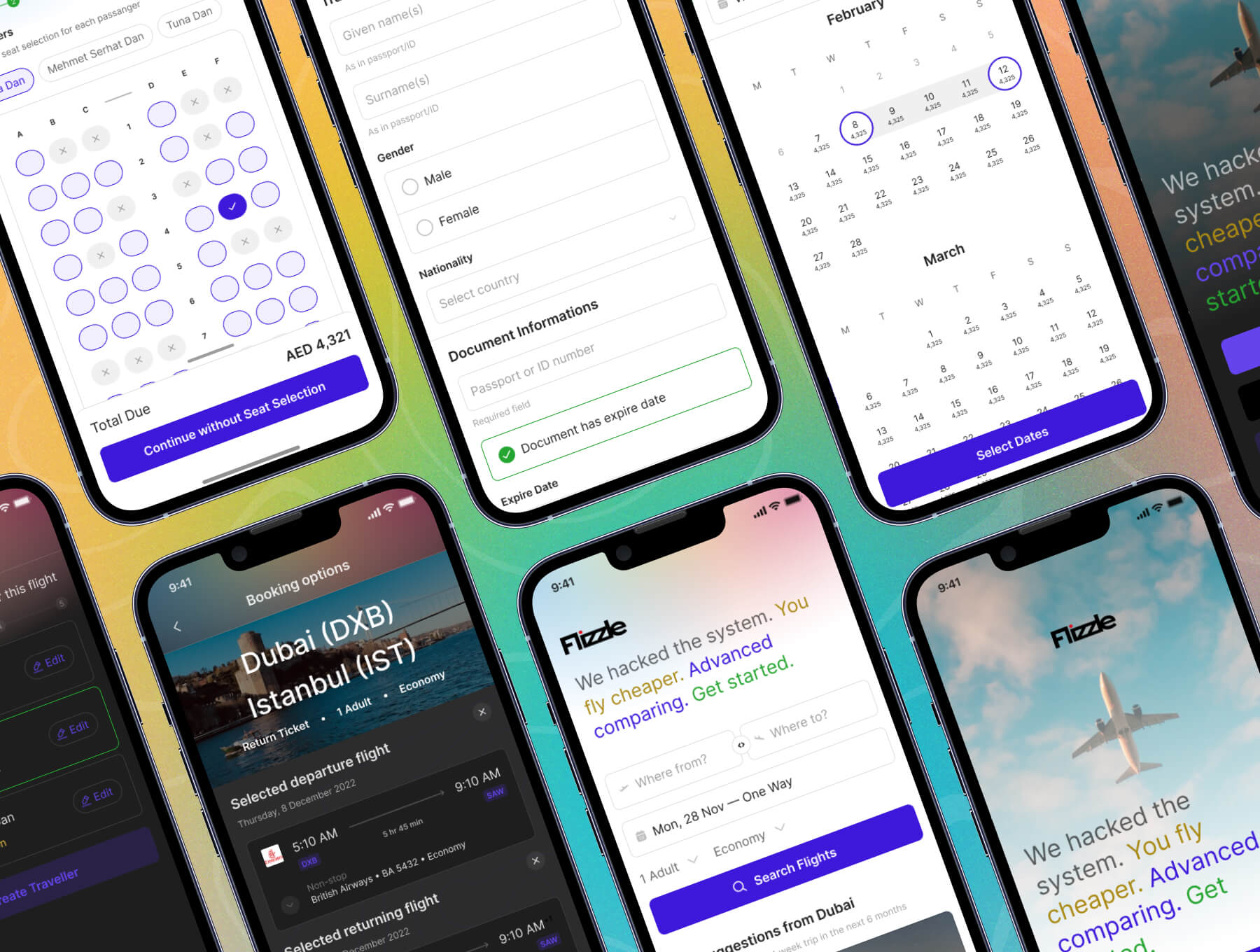 航班预订项目的开发设计系统和 UI 设计模板套件库 Figma源文件素材下载插图2