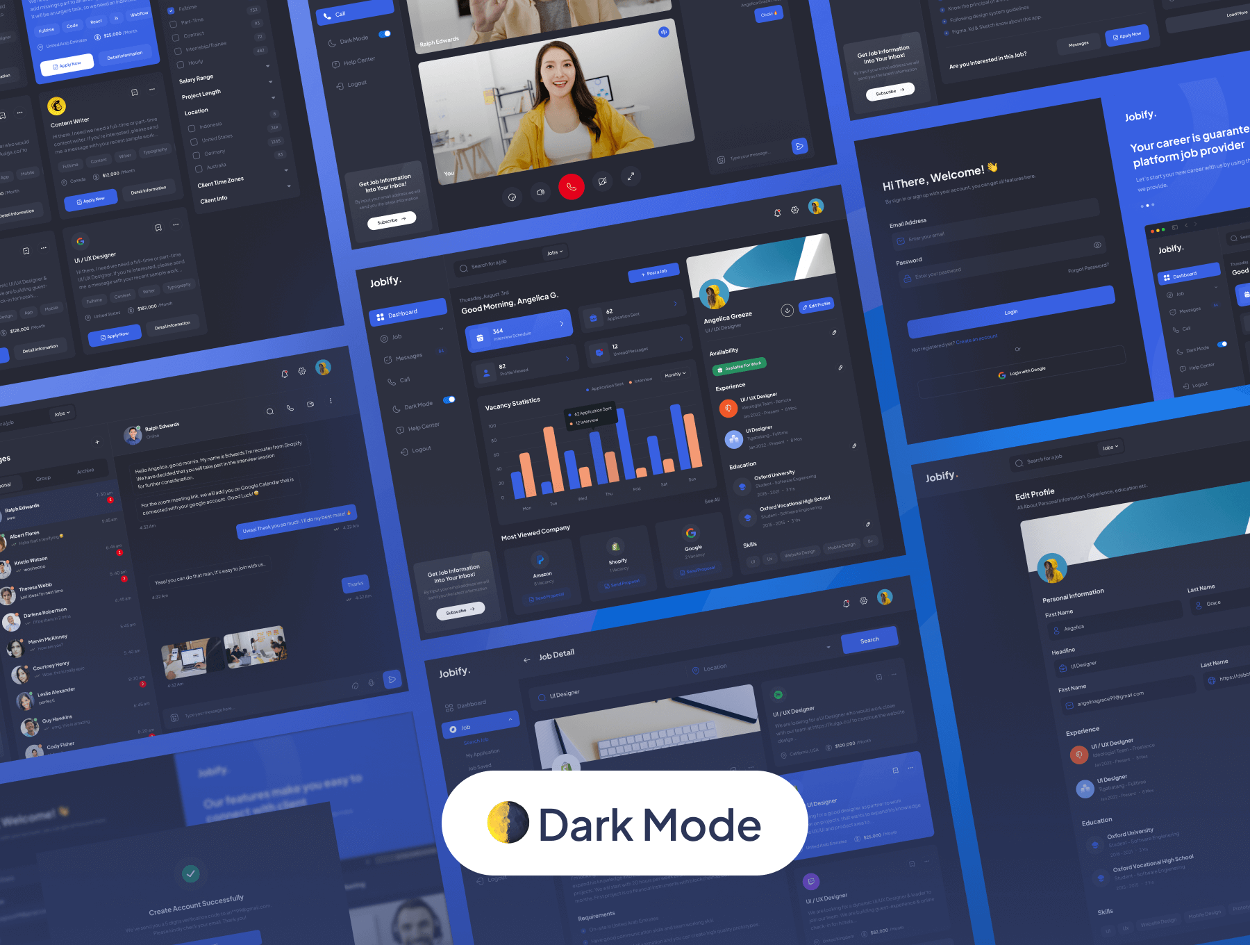 58+求职者招聘B端后台管理仪表板 UI用户界面设计模板套件 Adobe XD, Figma, Sketch源文件素材下载插图4