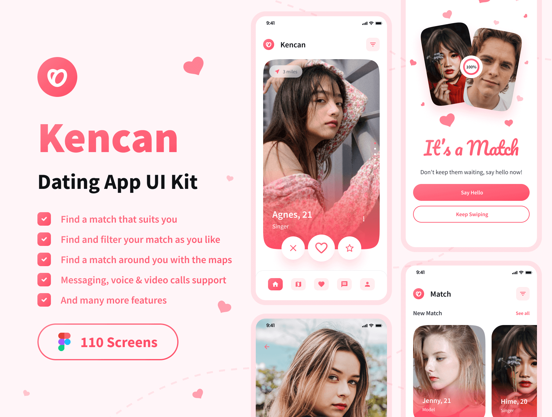 约会、社交媒体、聊天、会议等移动APP小程序应用 UI 用户界面设计模板套件 Figma 源文件素材下载插图
