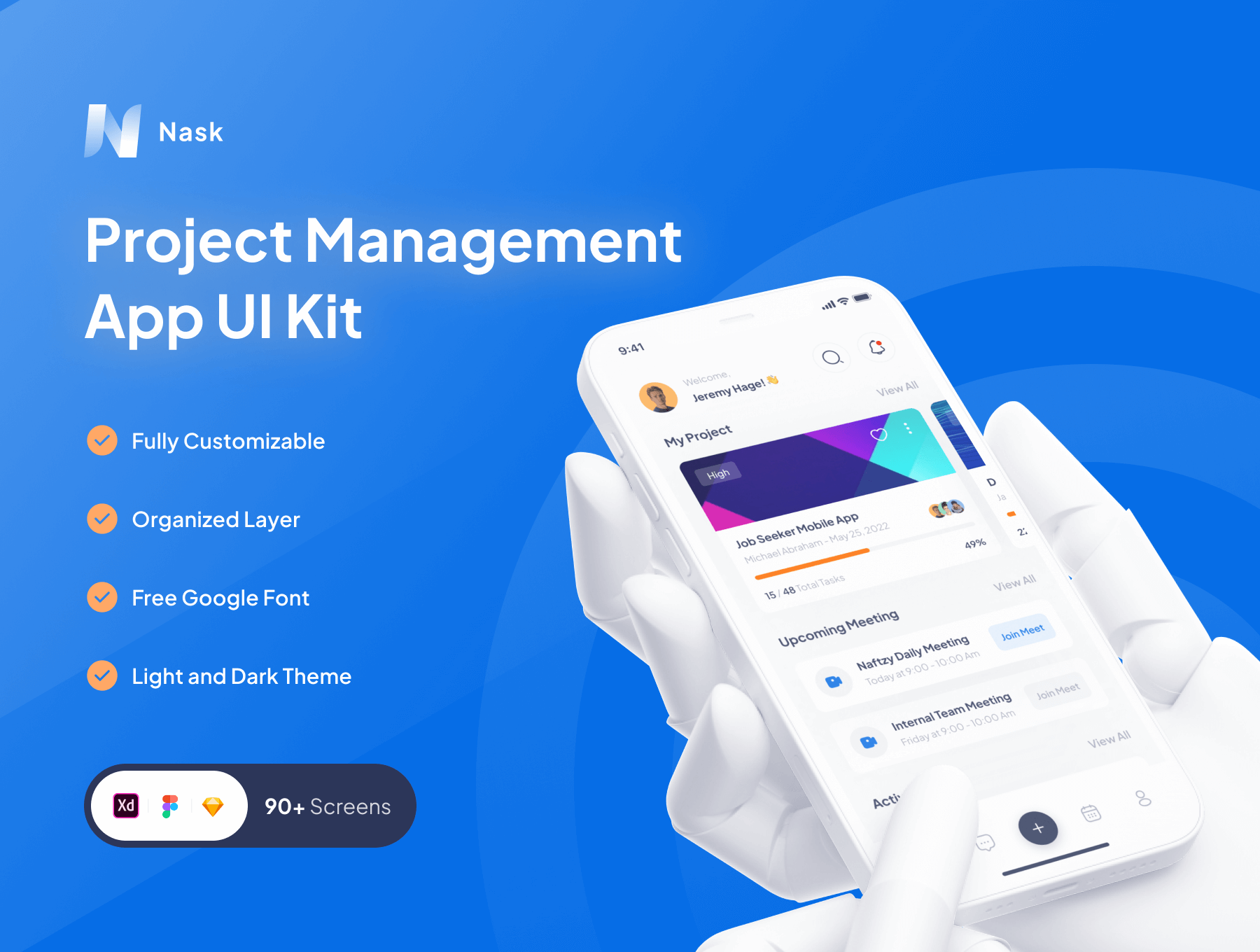 90+项目管理移动APP小程序 UI设计模板套件 Adobe XD, Figma, Sketch源文件素材下载插图