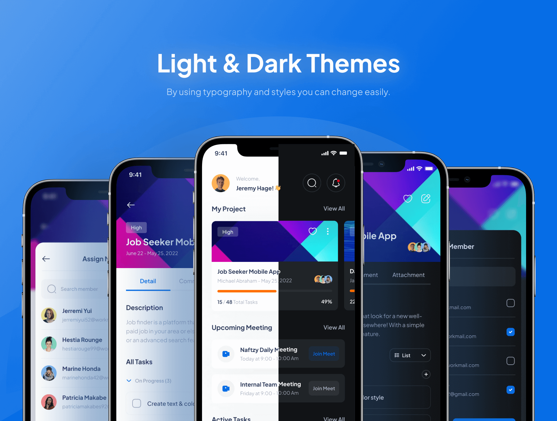 90+项目管理移动APP小程序 UI设计模板套件 Adobe XD, Figma, Sketch源文件素材下载插图2