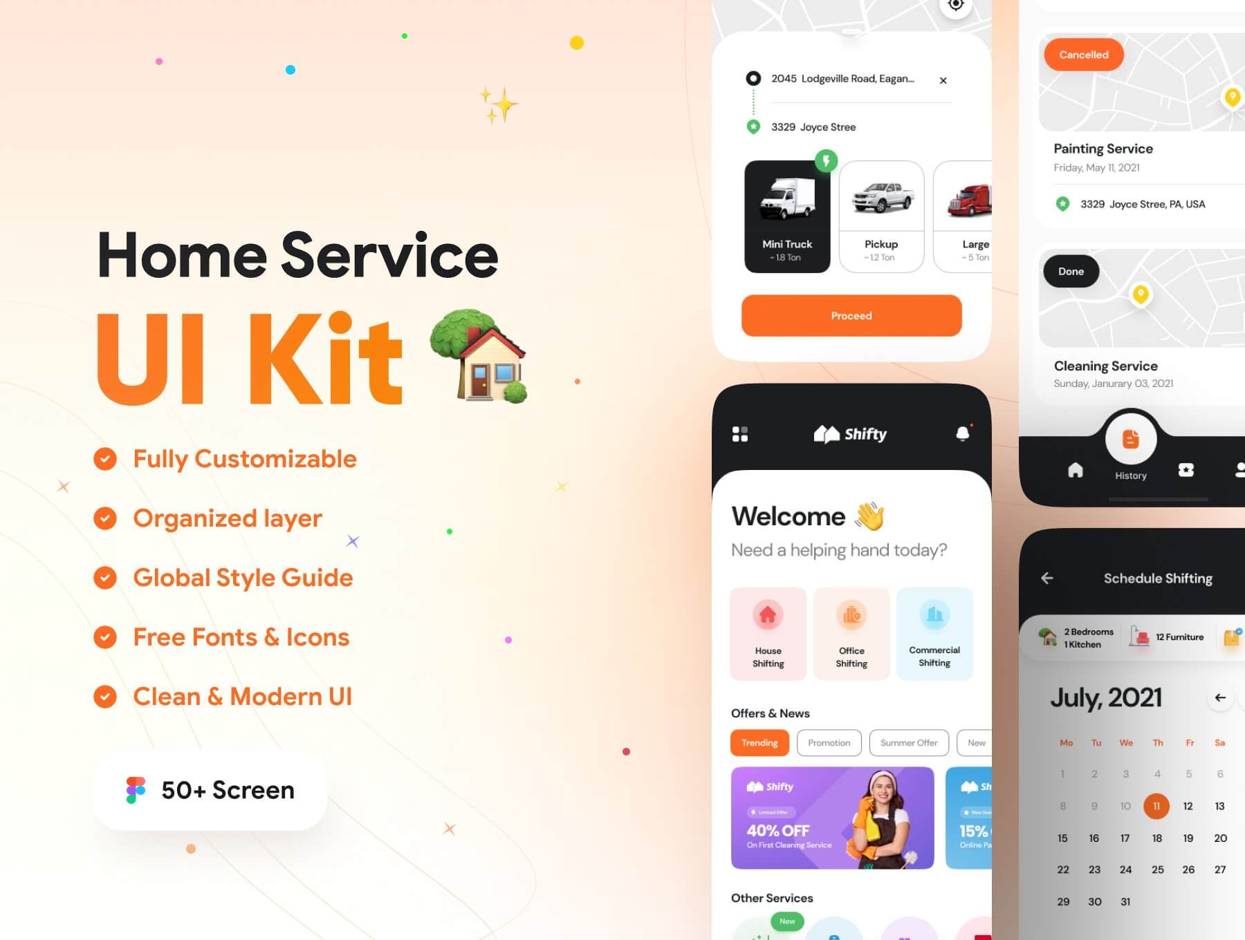 家庭服务APP小程序应用 UI 设计模板工具包 Figma源文件素材下载插图