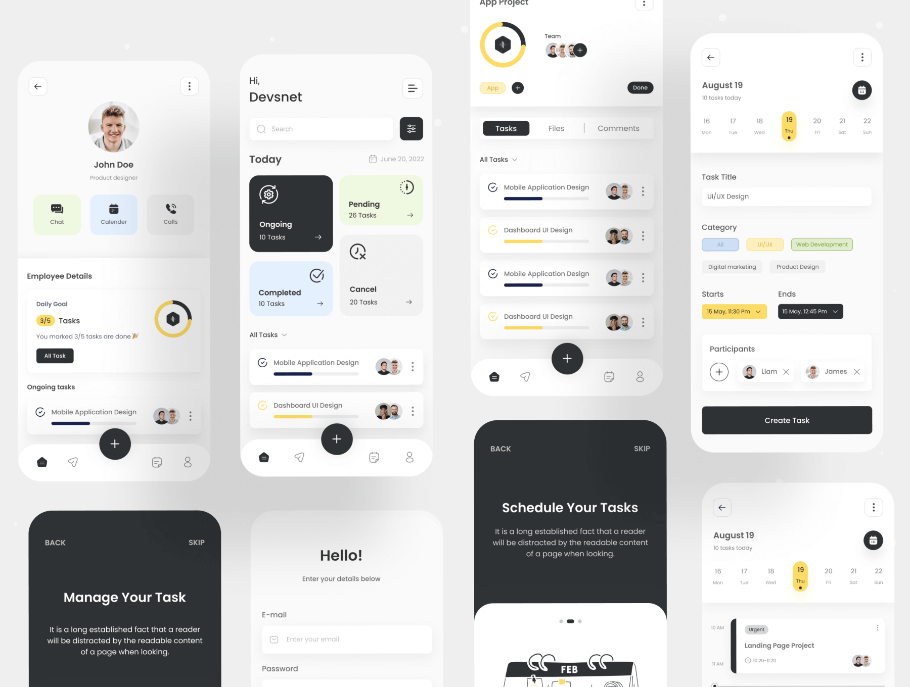 任务管理移动APP小程序 UI 用户界面设计模板工具包 XD, Figma源文件素材下载插图1