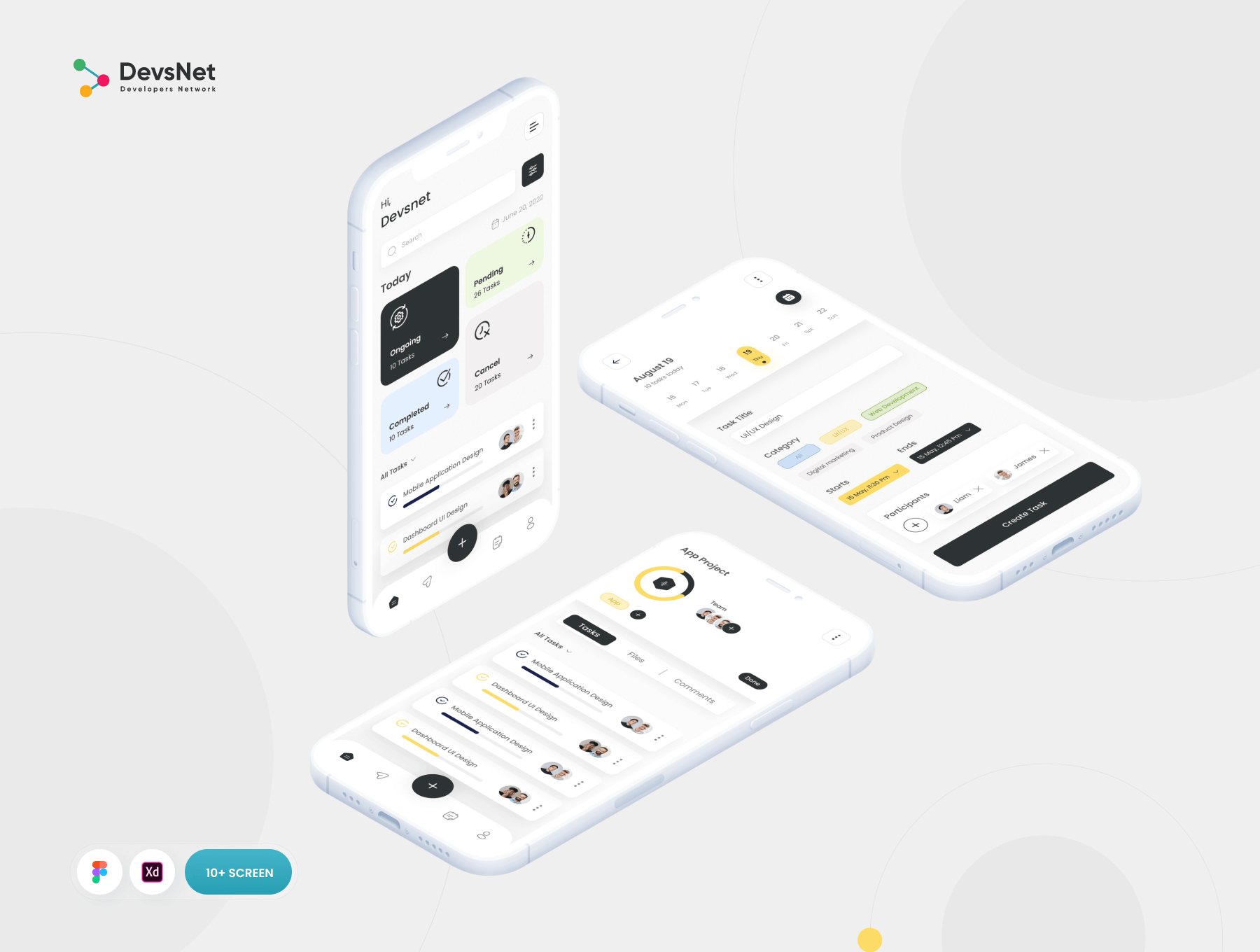 任务管理移动APP小程序 UI 用户界面设计模板工具包 XD, Figma源文件素材下载插图3
