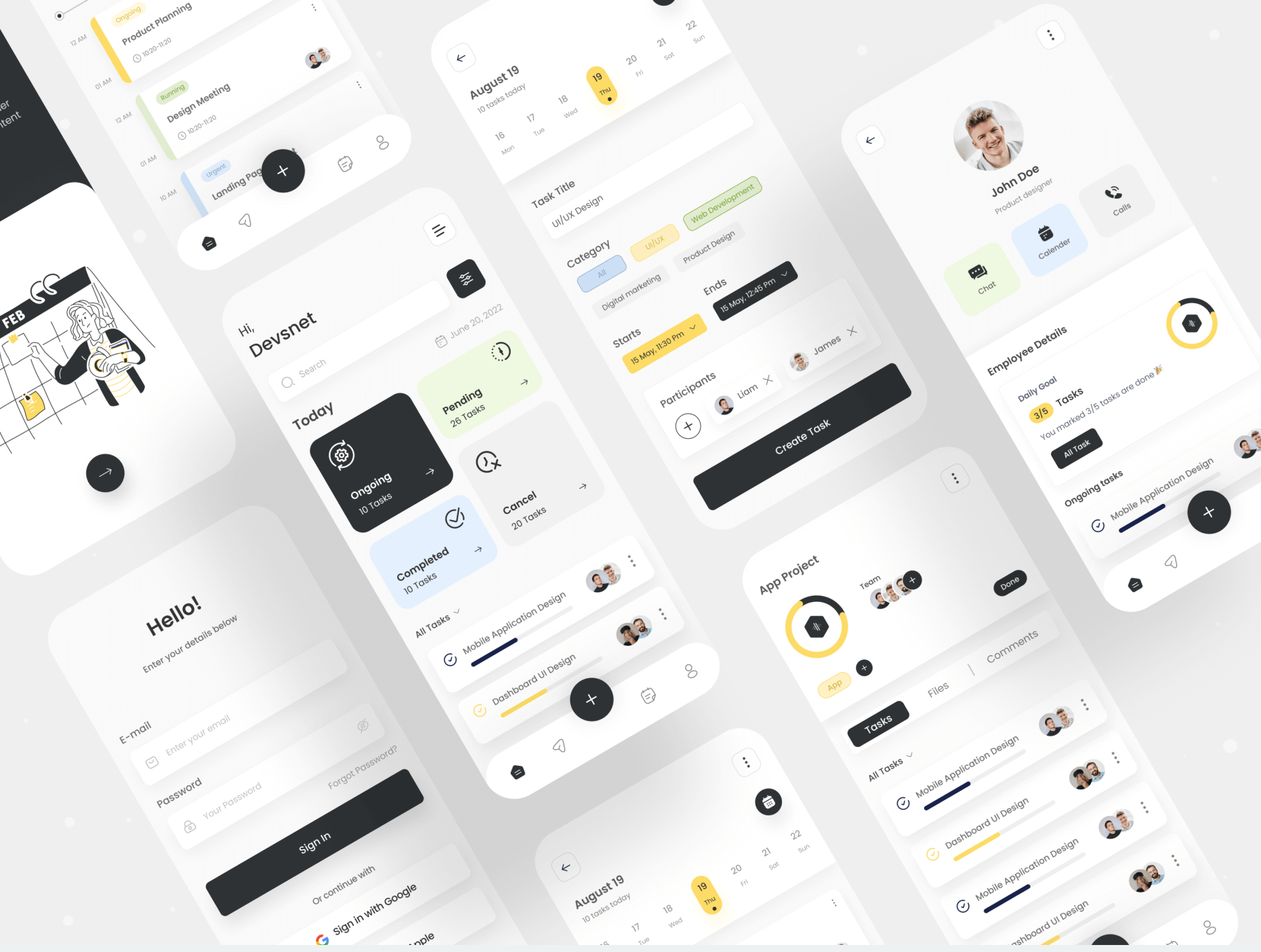 任务管理移动APP小程序 UI 用户界面设计模板工具包 XD, Figma源文件素材下载插图4