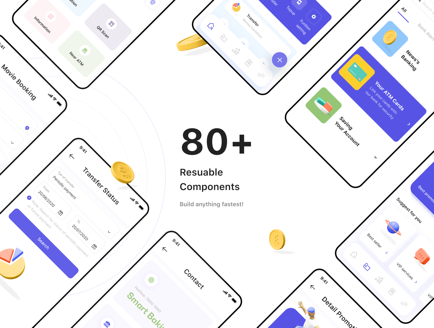 智能银行财务管理 UI 用户界面设计模板套件 Figma源文件素材下载
