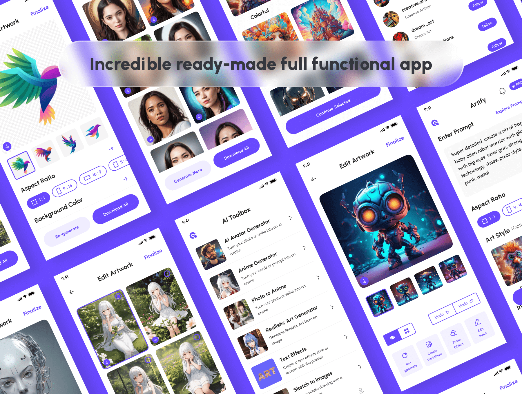 AI 图像艺术生成器APP移动应用程序 UI 用户界面设计模板 Figma资源文件套件下载插图2