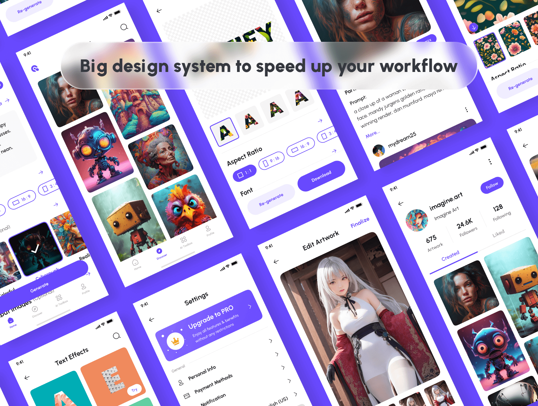 AI 图像艺术生成器APP移动应用程序 UI 用户界面设计模板 Figma资源文件套件下载插图3