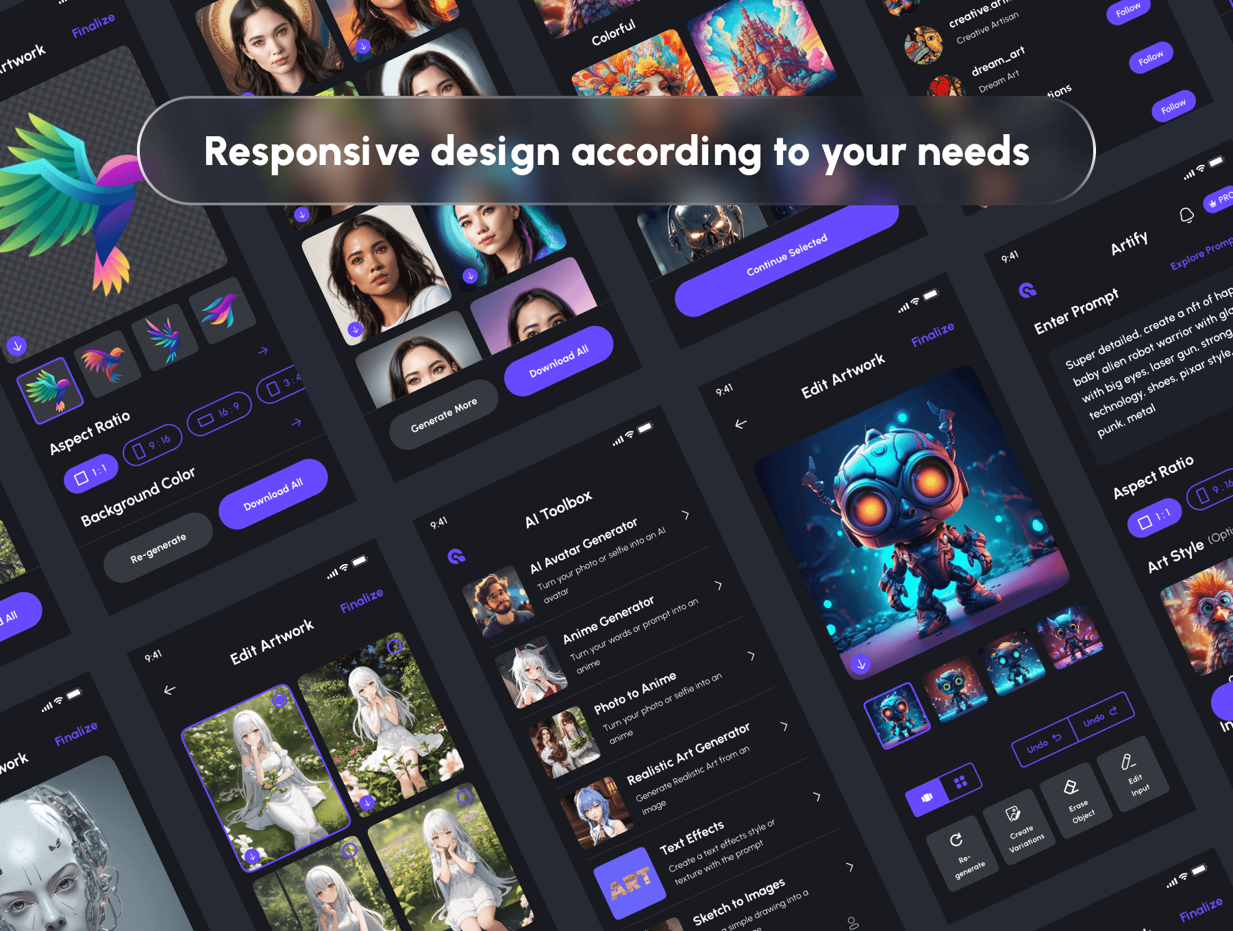 AI 图像艺术生成器APP移动应用程序 UI 用户界面设计模板 Figma资源文件套件下载插图4