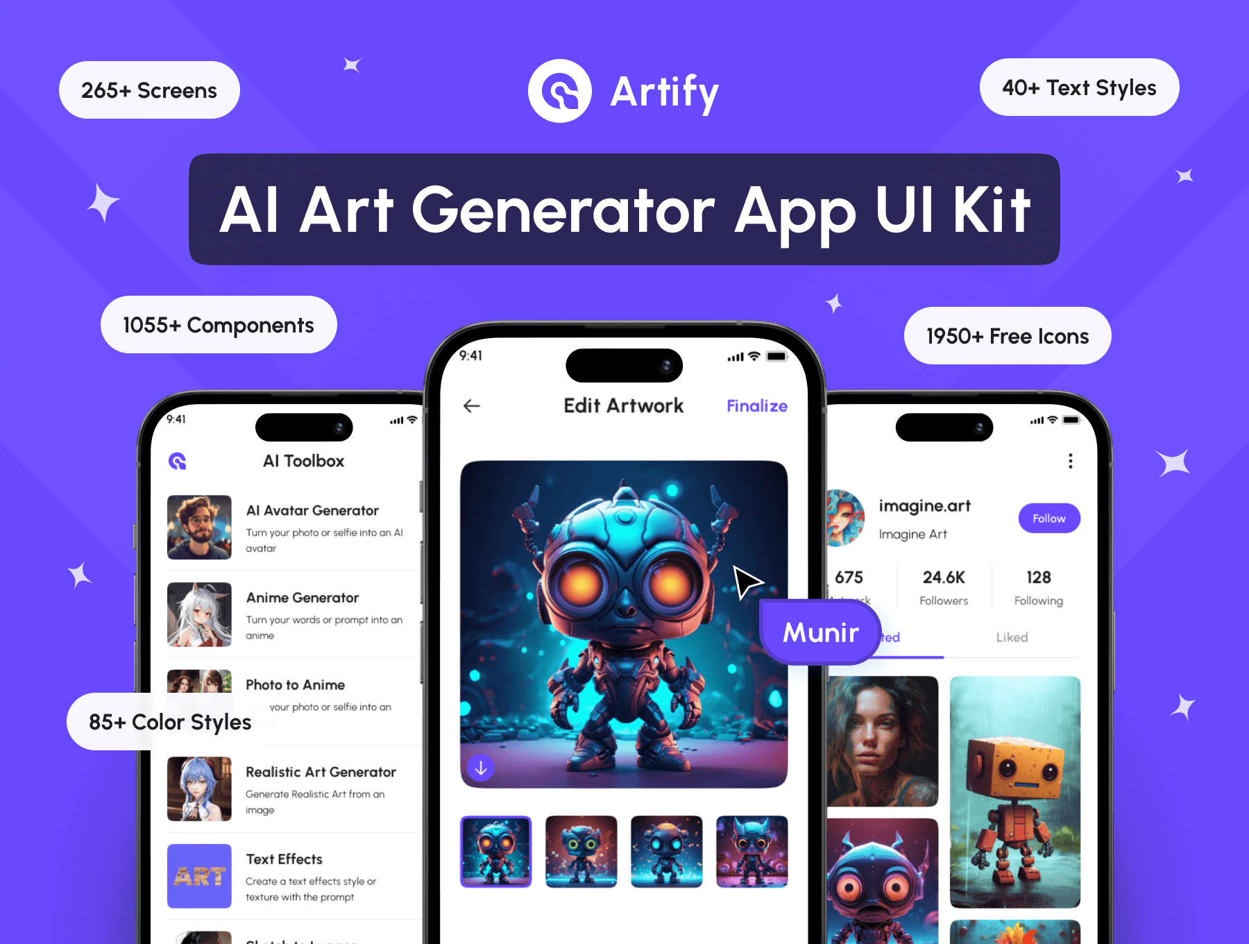 AI 图像艺术生成器APP移动应用程序 UI 用户界面设计模板 Figma资源文件套件下载插图
