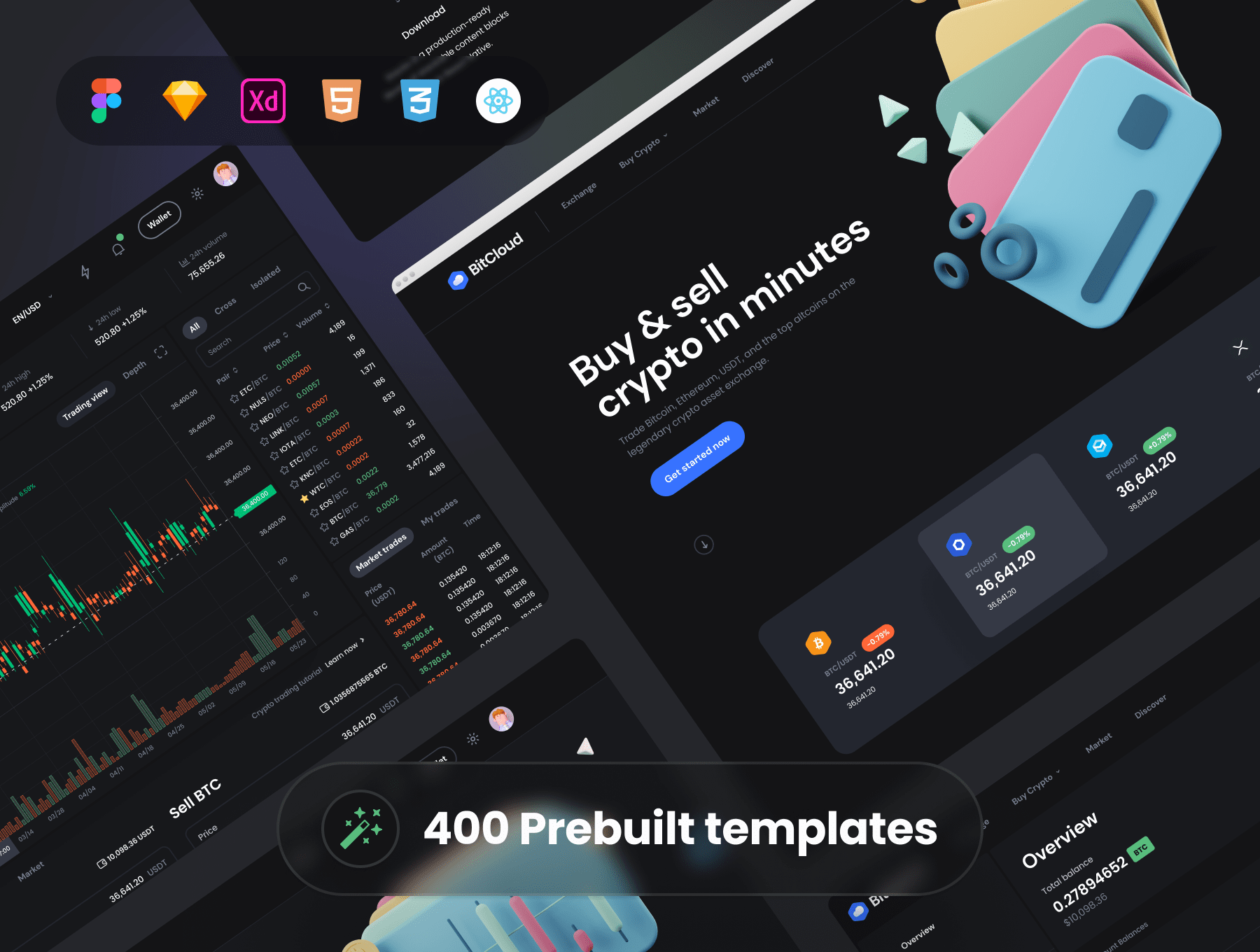 响应式加密货币交易所登陆页 UI 界面设计模板 Figma, Sketch, XD源文件素材免费下载插图1