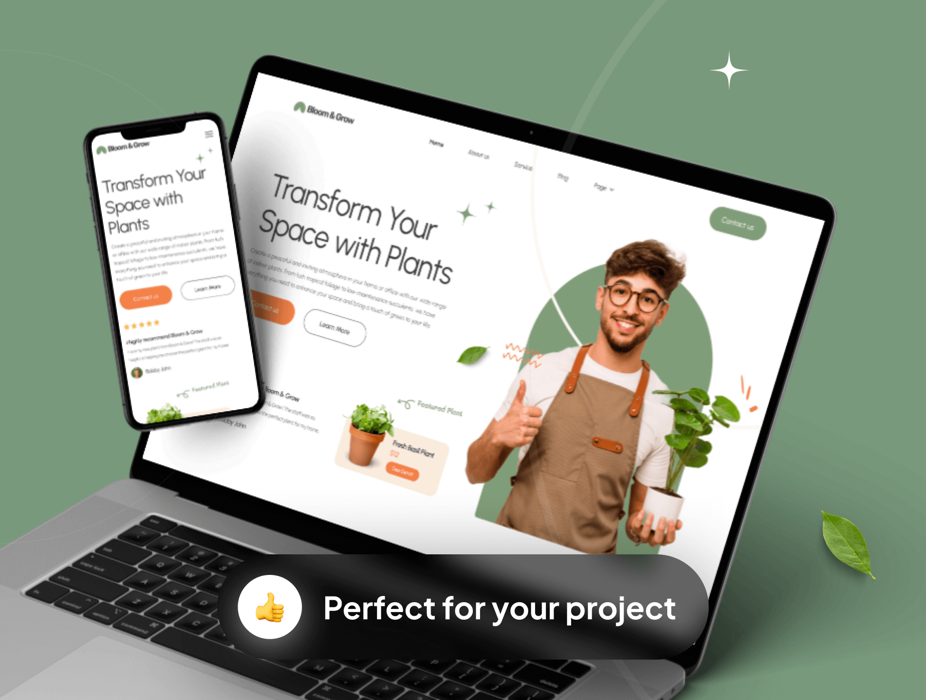 植物商店和服务 Web UI用户界面设计模板 HTML代码 和 Figma素材文件免费下载插图5