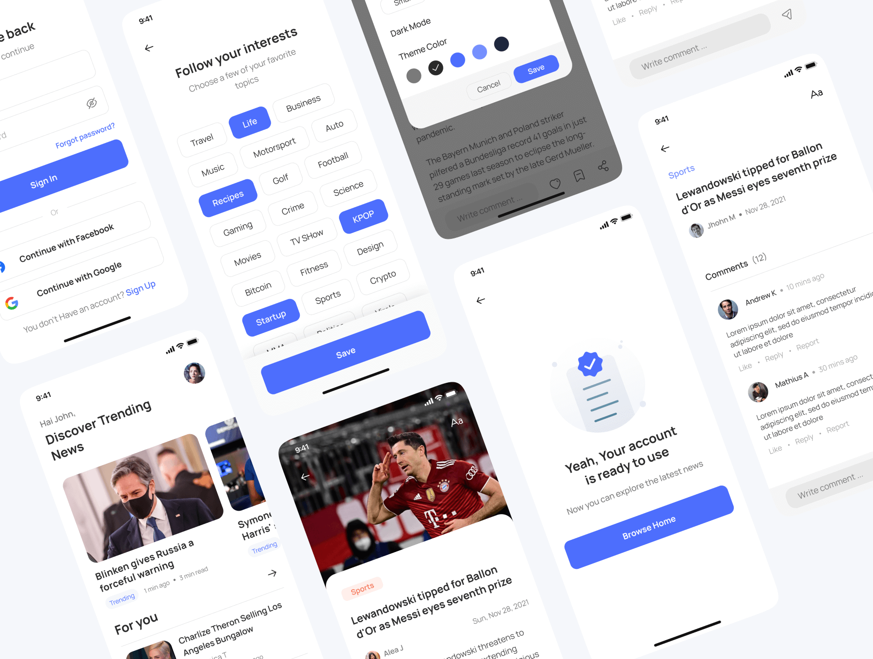 每日新闻APP小程序应用 UI 用户界面设计模板套件 Figma 资源下载插图1
