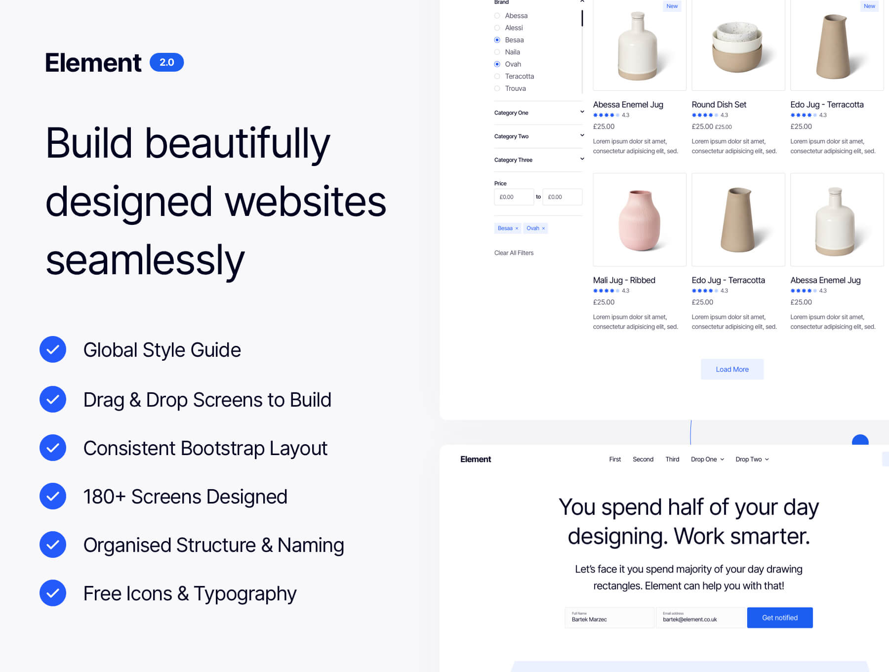 多用途SaaS、电子商务、营销 UI Web 用户界面设计模板工具包 Figma, xd, Sketch素材下载插图1