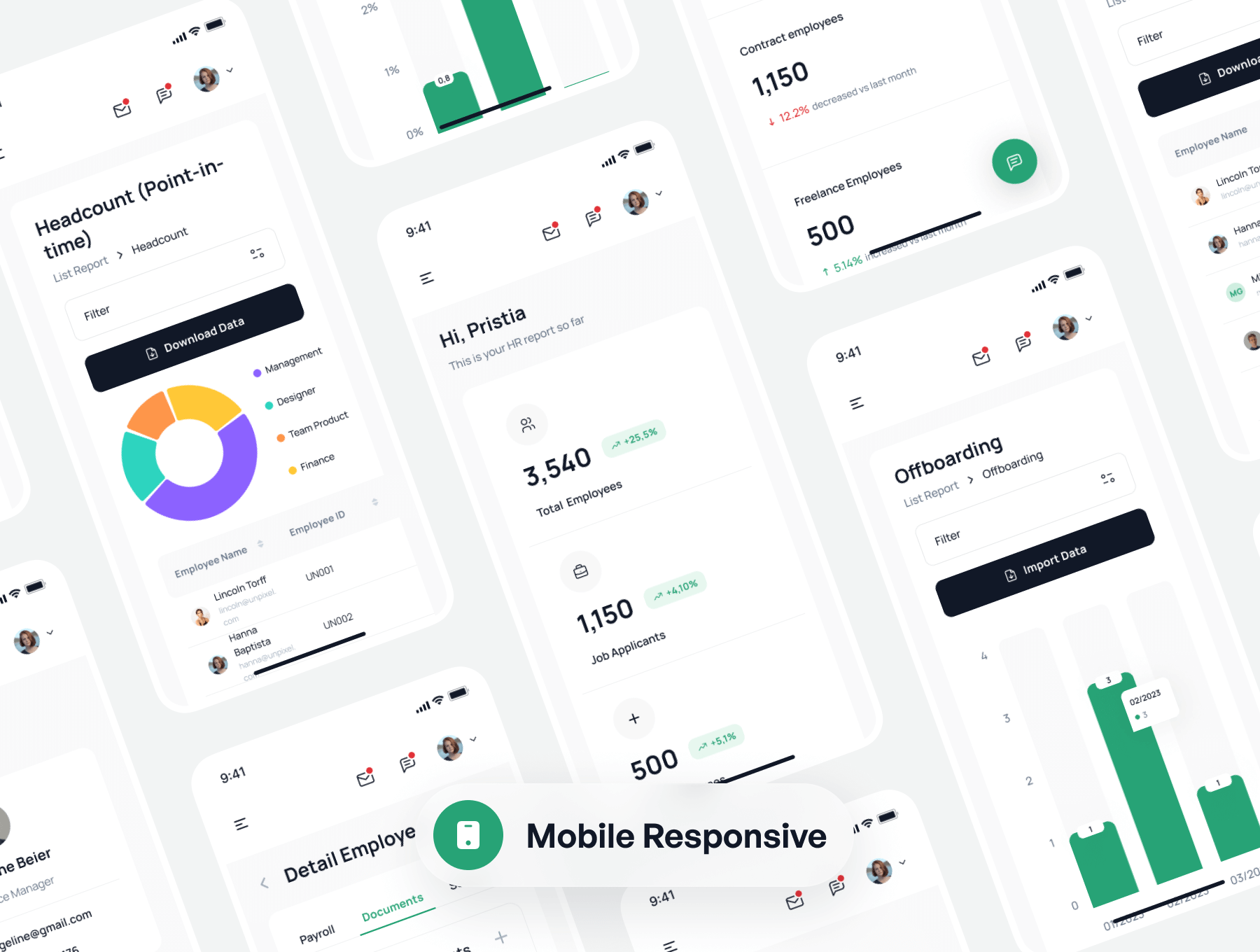 人力资源管理 B端后台 Dashboard仪表板 UI 用户界面设计模板 Figma源文件素材套件下载插图6