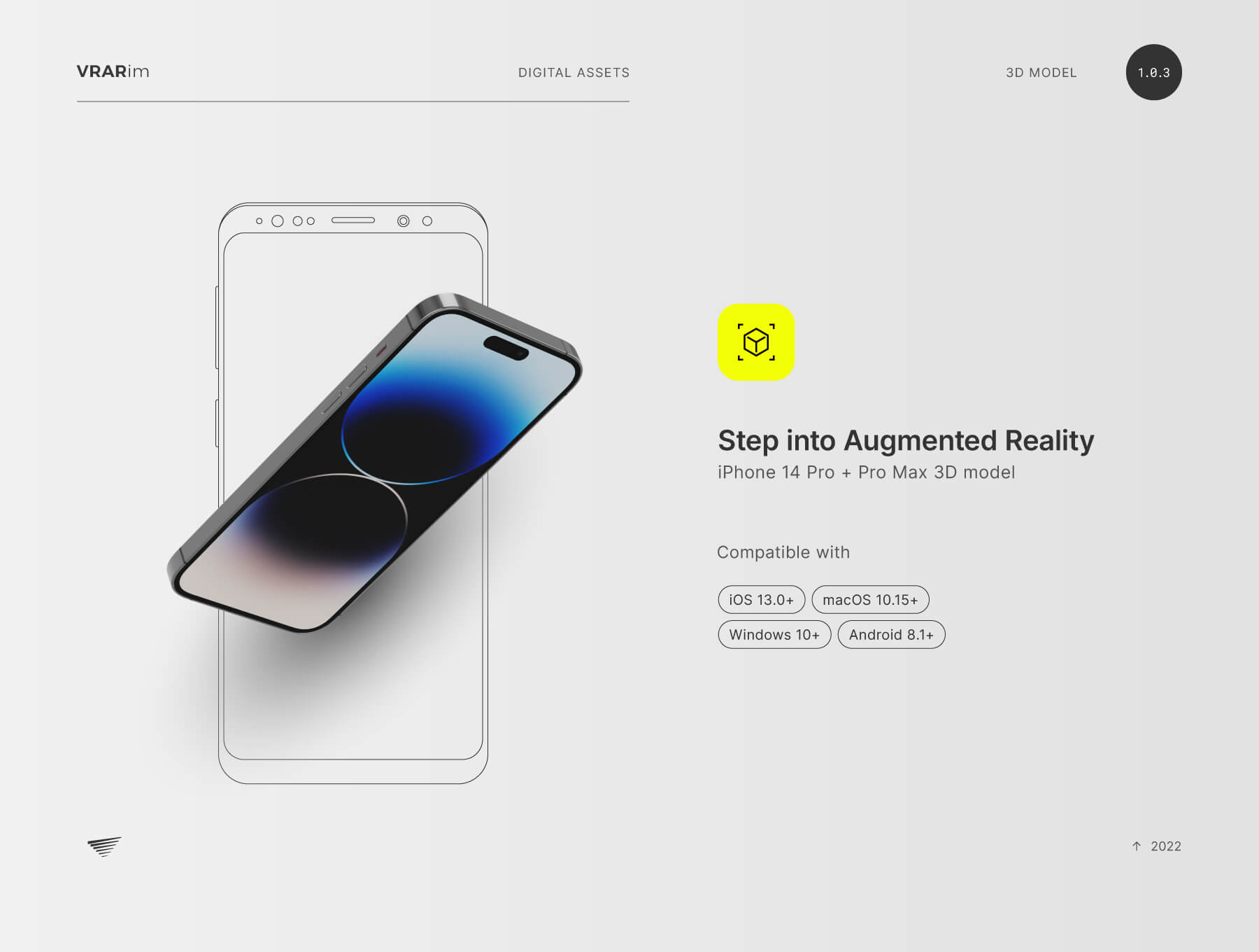 苹果 iPhone 14 Pro 和 Pro Max 增强现实 3D 手机样机模型 GLTF, USDZ文件免费下载插图2