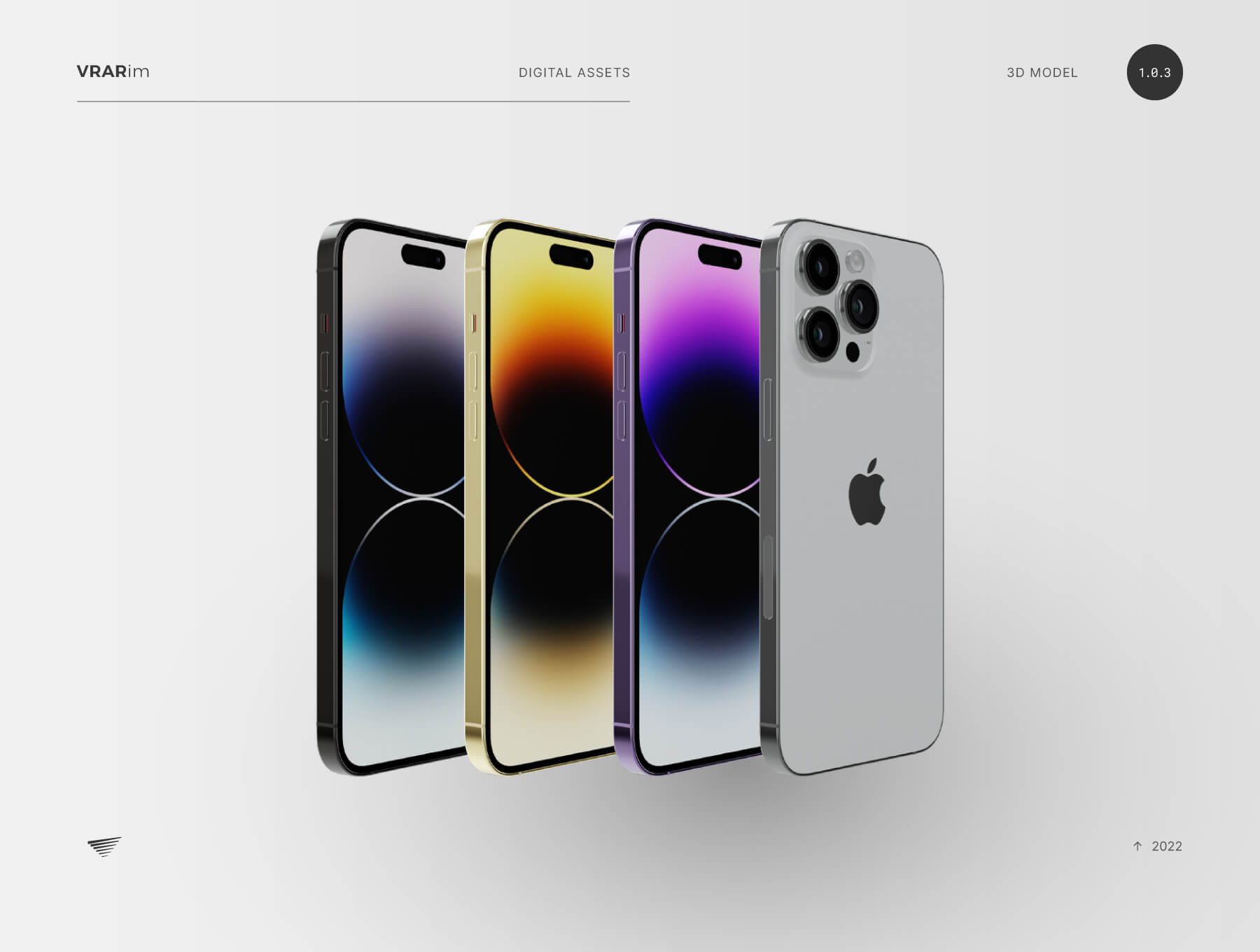 苹果 iPhone 14 Pro 和 Pro Max 增强现实 3D 手机样机模型 GLTF, USDZ文件免费下载插图1