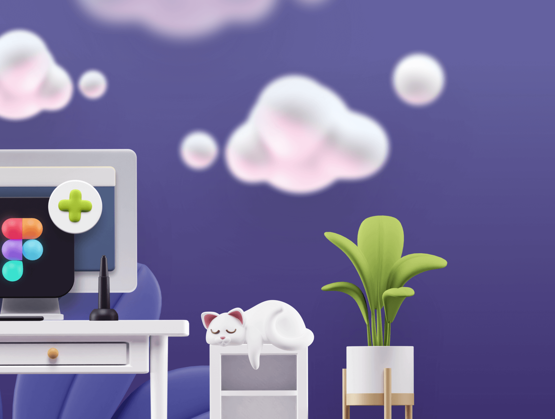 3D 工作区插图 Sketch、Figma 和 3D Blender 渲染文件免费下载插图1