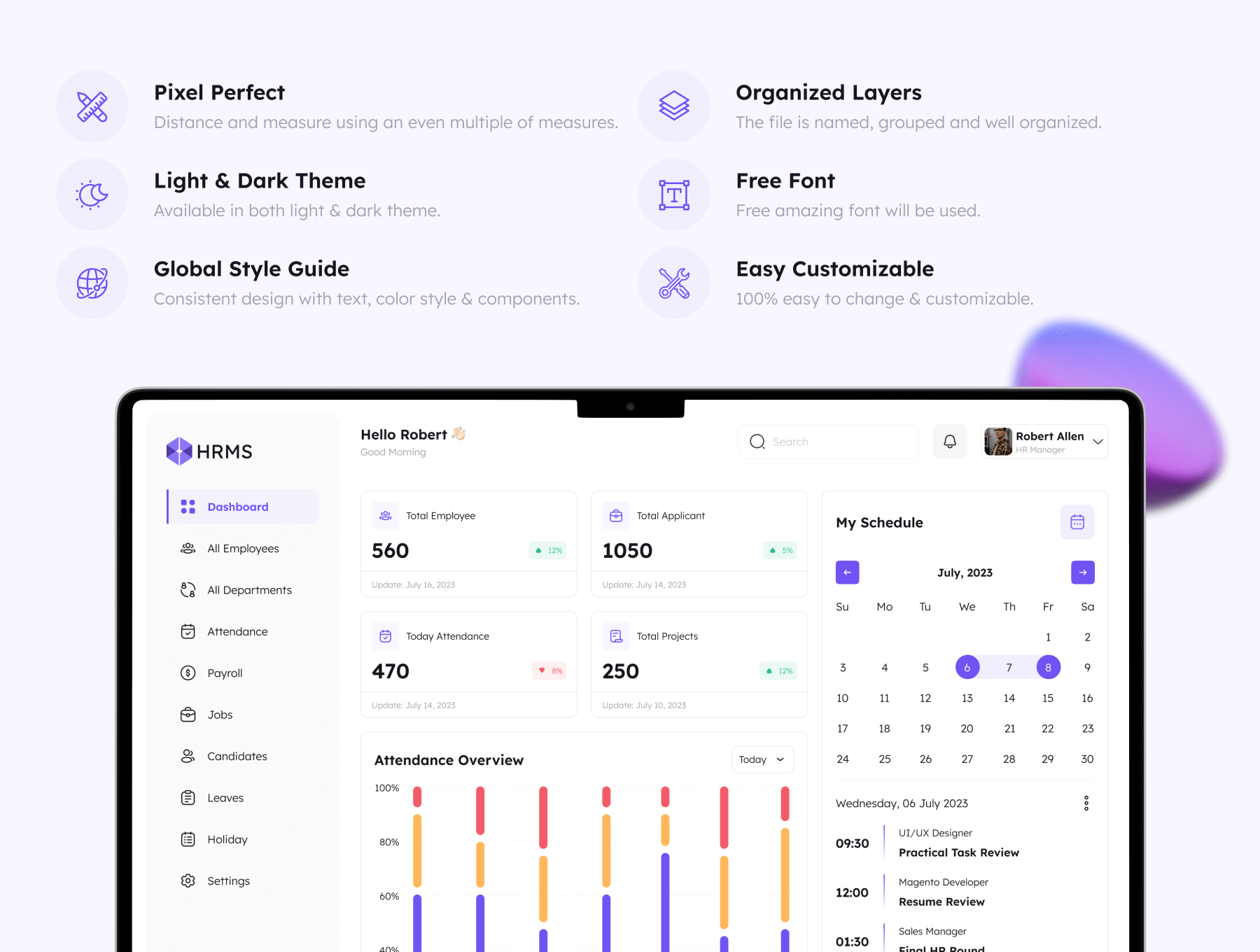 人力资源管理后台 B端 UI 用户界面设计模板 Figma文件素材免费下载插图1