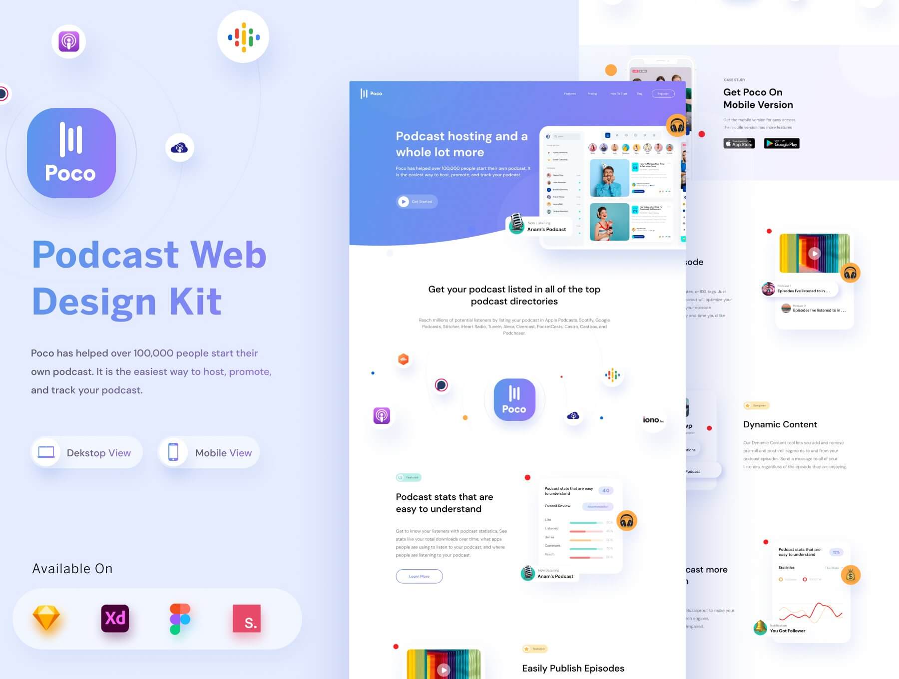 播客 – 网页设计 UI 套件 Sketch, XD, Figma 和 Invision Studio 源文件素材免费下载插图
