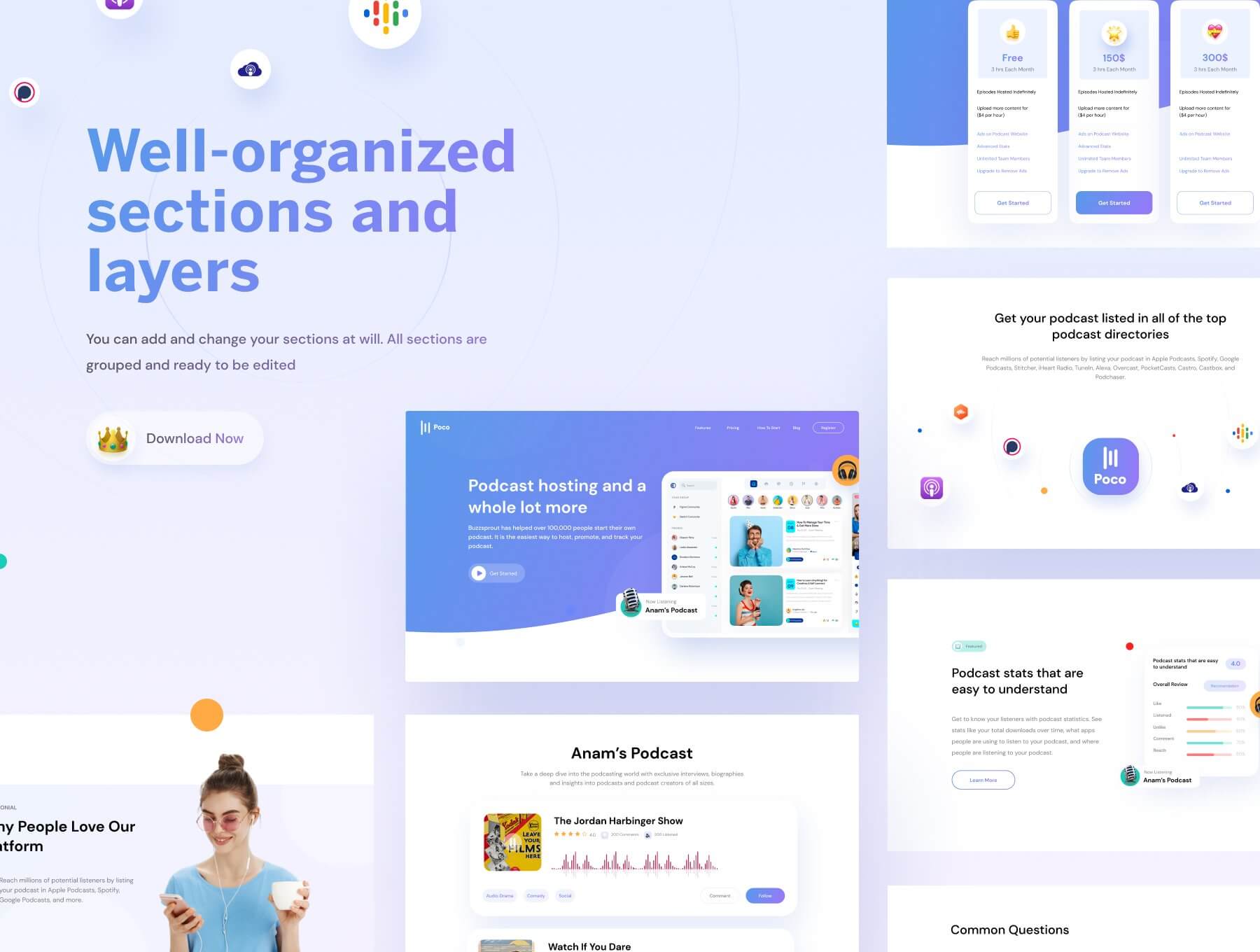 播客 – 网页设计 UI 套件 Sketch, XD, Figma 和 Invision Studio 源文件素材免费下载插图2